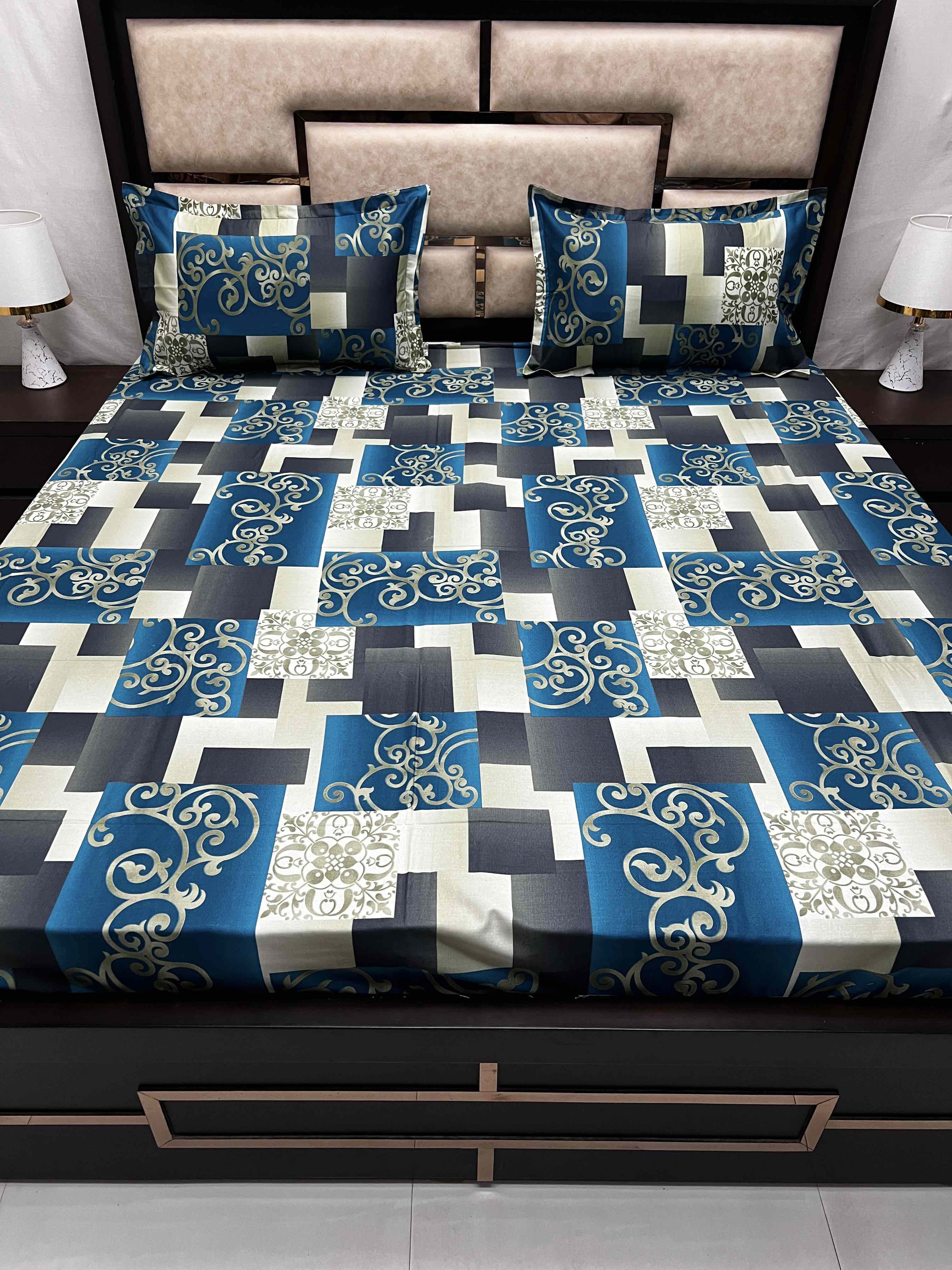 Velar Sib Collection Pure Decor Pure Cotton 180 TC King Size Double Bedsheet (274X274) with Two Pillow Covers (50X76)