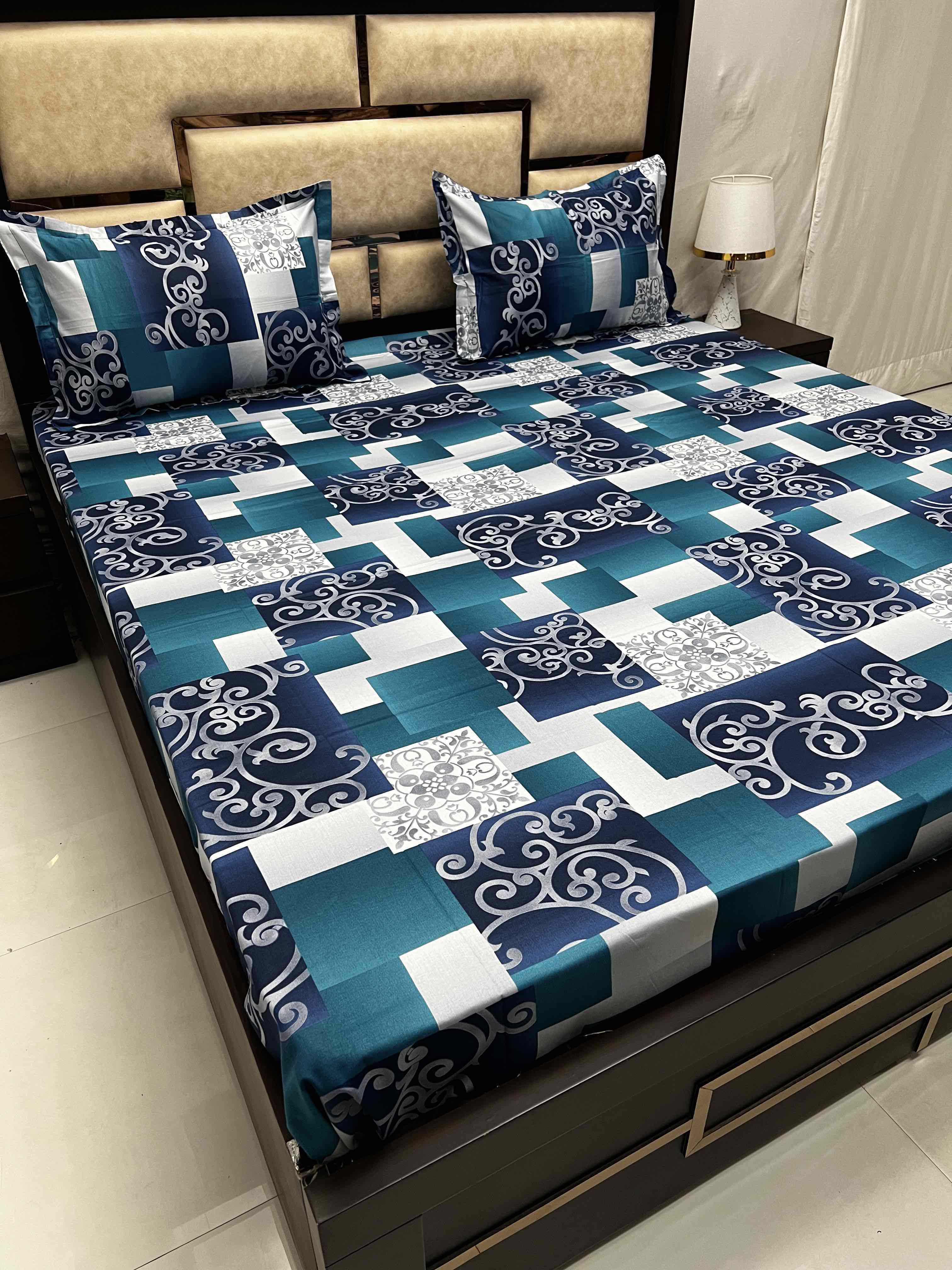 Velar Sib Collection Pure Decor Pure Cotton 180 TC King Size Double Bedsheet (274X274) with Two Pillow Covers (50X76)
