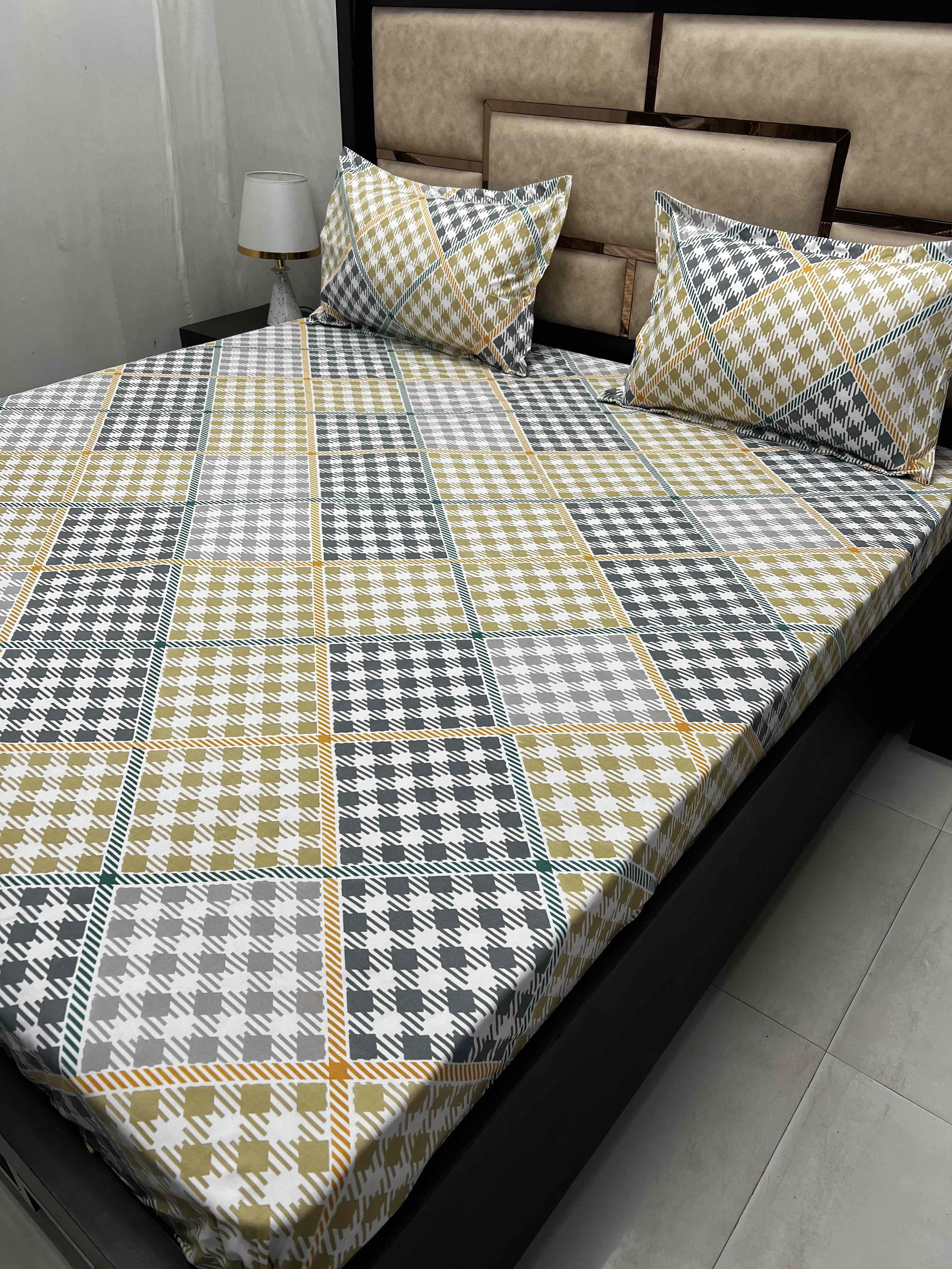 Amulya Collection Pure Decor Poly Cotton 130 GSM Queen Size Double Bedsheet (221X243) with Two Pillow Covers (43X68)
