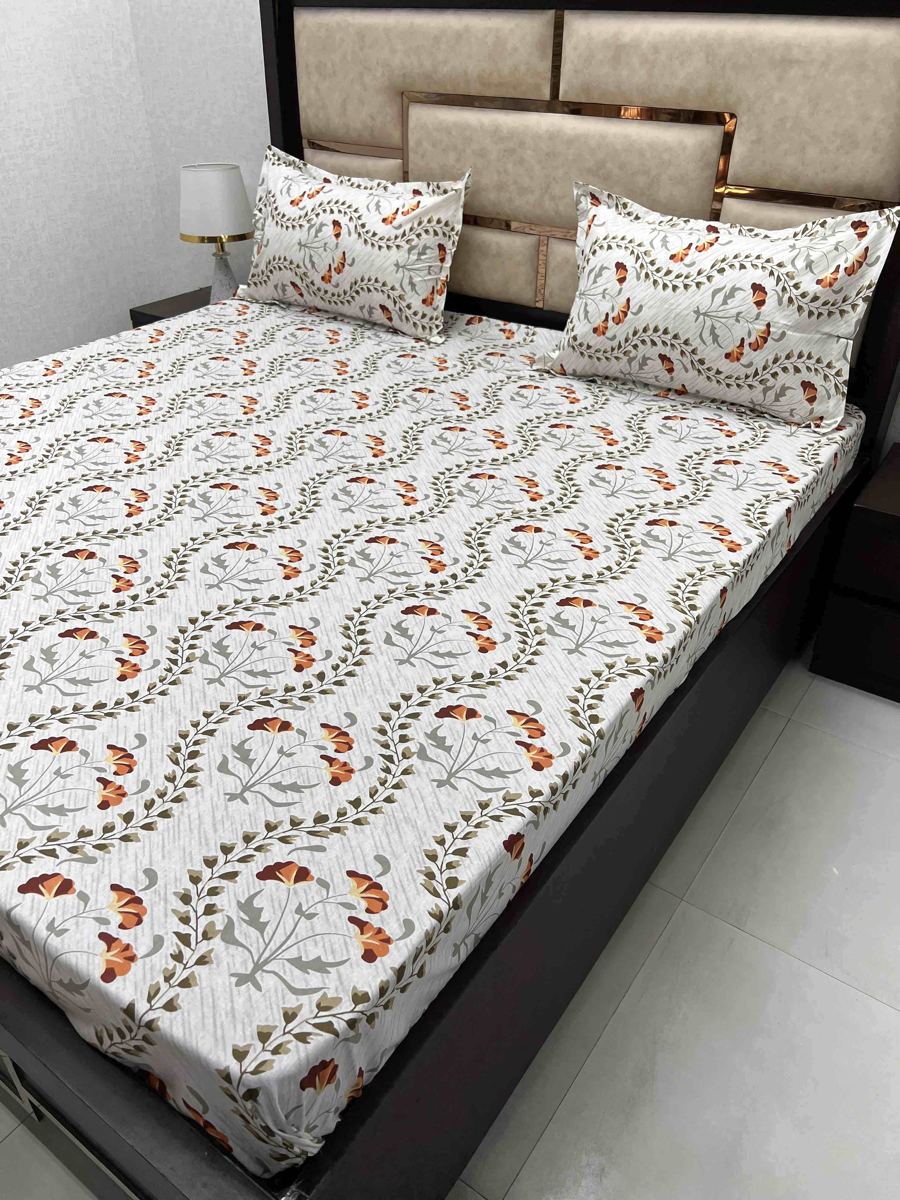 Velar Collection Pure Decor Pure Cotton 180 TC Super King Size Double Bedsheet (274X304) with Two Pillow Covers (50X76)