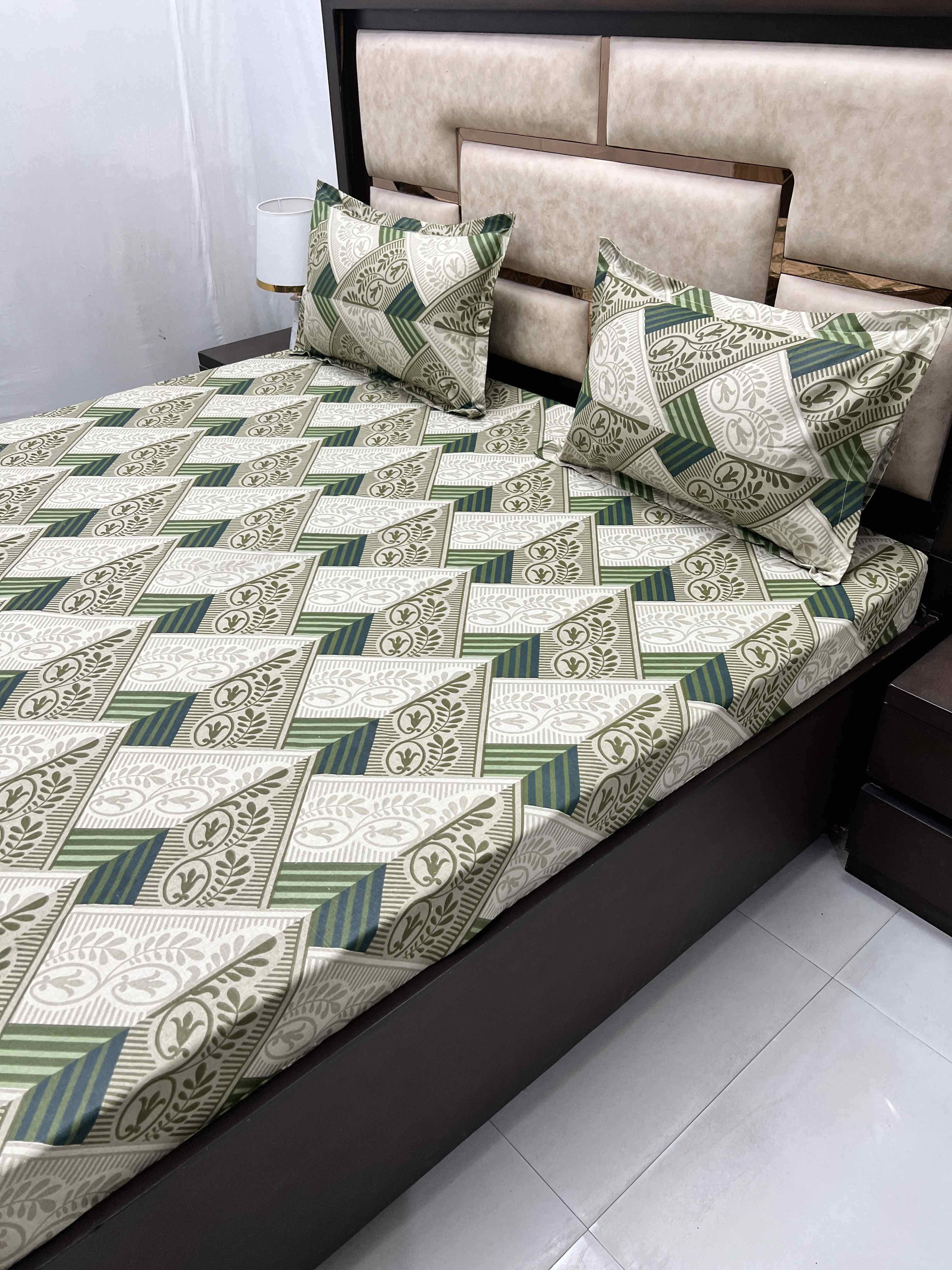 Casement Collection Pure Decor Pure Cotton 210 TC Queen Size Double Bedsheet (228X254) with Two Pillow Covers (43X68)