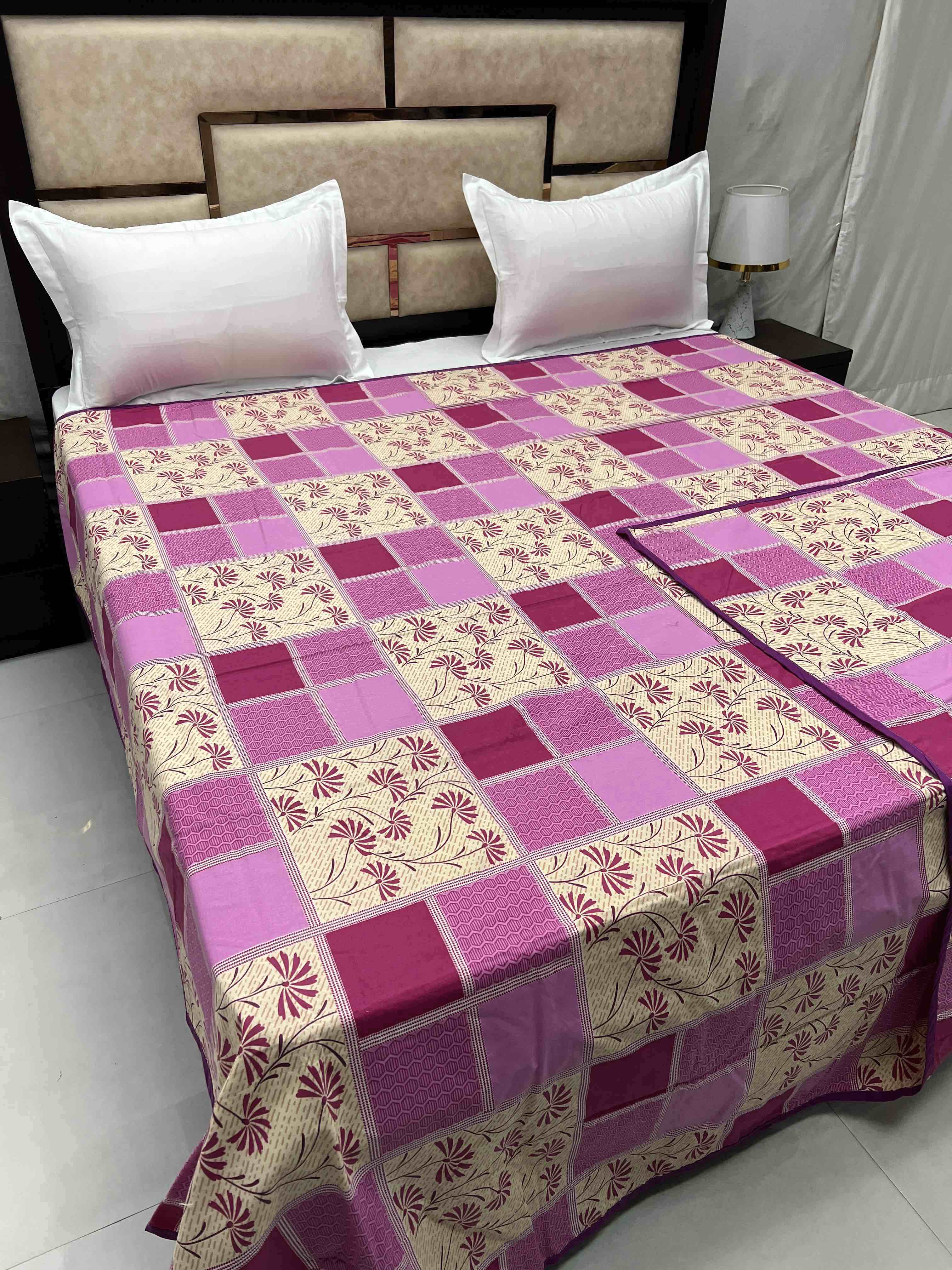 Batik Collection Pure Decor Pure Cotton 180 TC King Size Duvet Cover / Razaai Cover / Quilt Cover / Dohar Cover (223X243) for Double Bed Size with Heavy Zipper