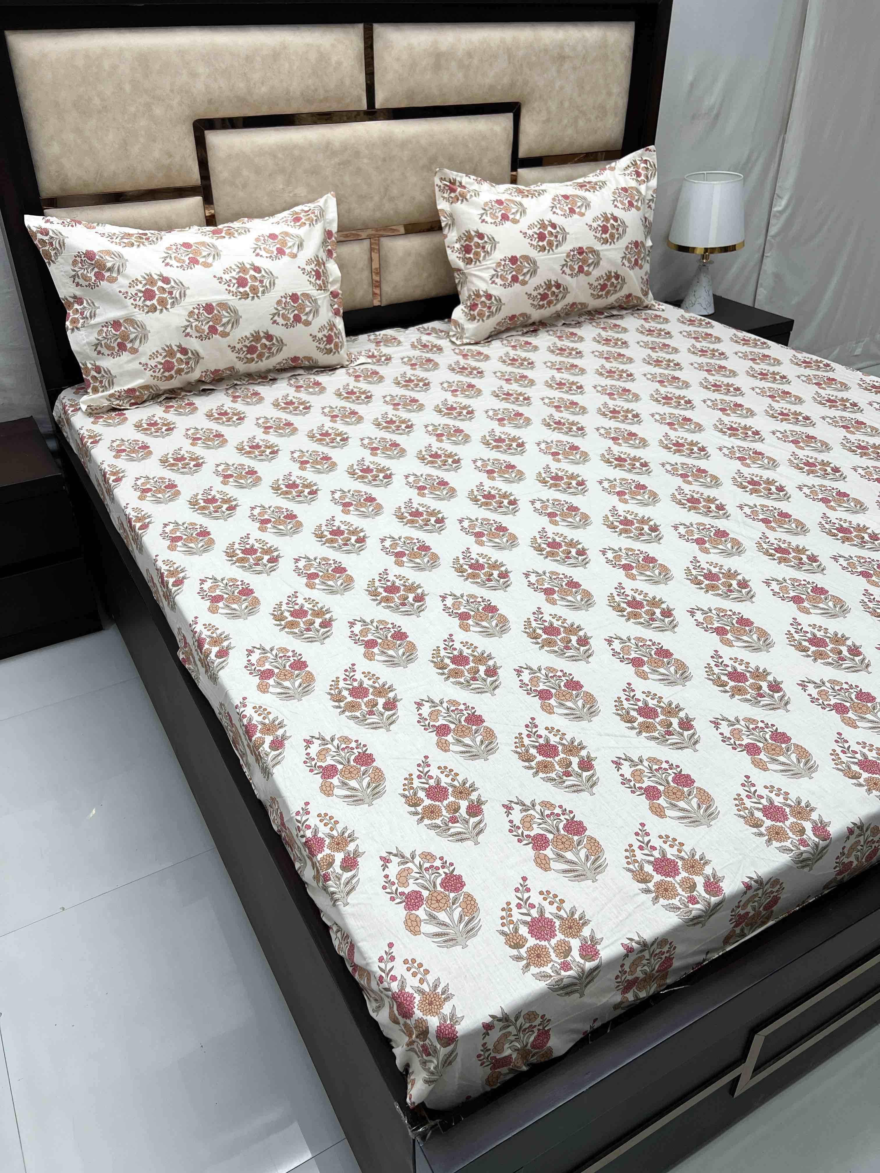 Villa Collection Pure Decor Pure Cotton 210 TC King Size Double Bedsheet (274X274) with Two Pillow Covers (50X76)