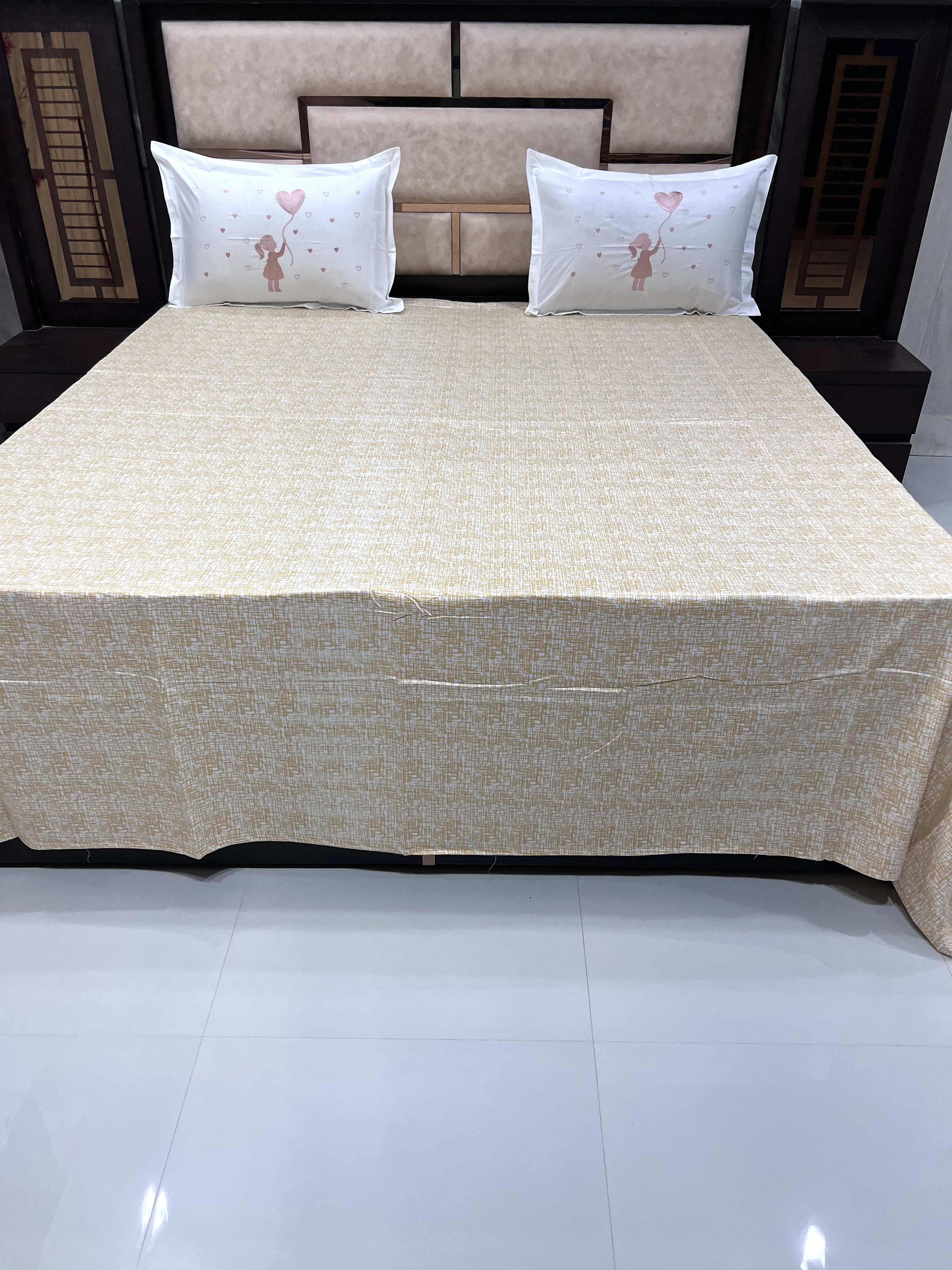 Brocade Collection Pure Decor Pure Cotton 210 TC King Size Double Bedsheet (274X274) with Premium Embroidery on Two Pillow Covers (50X76)