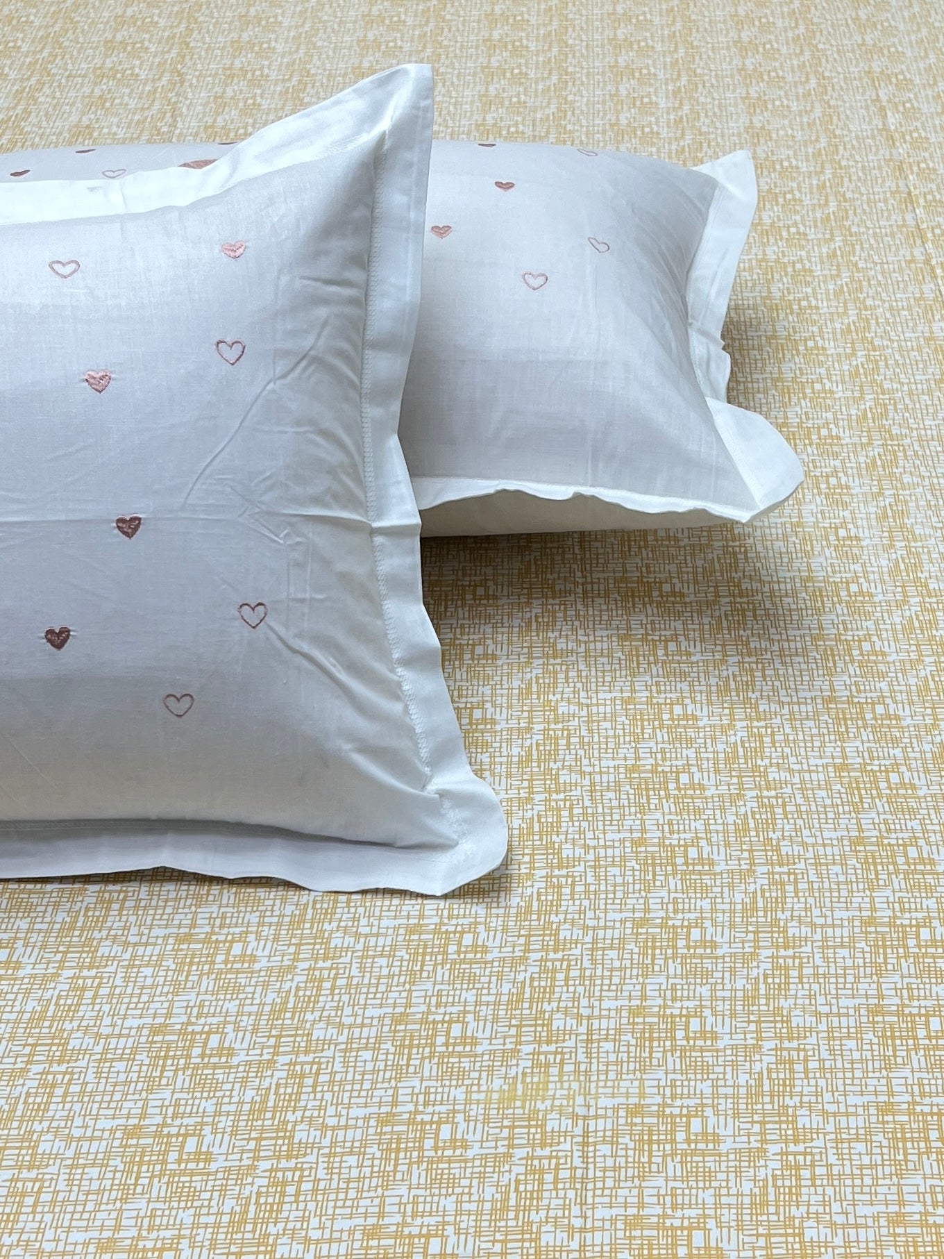 A-2023 - Pure Cotton 210 TC King Size Double Bedsheet (274X274) with Premium Embroidery on Two Pillow Covers (50X76)