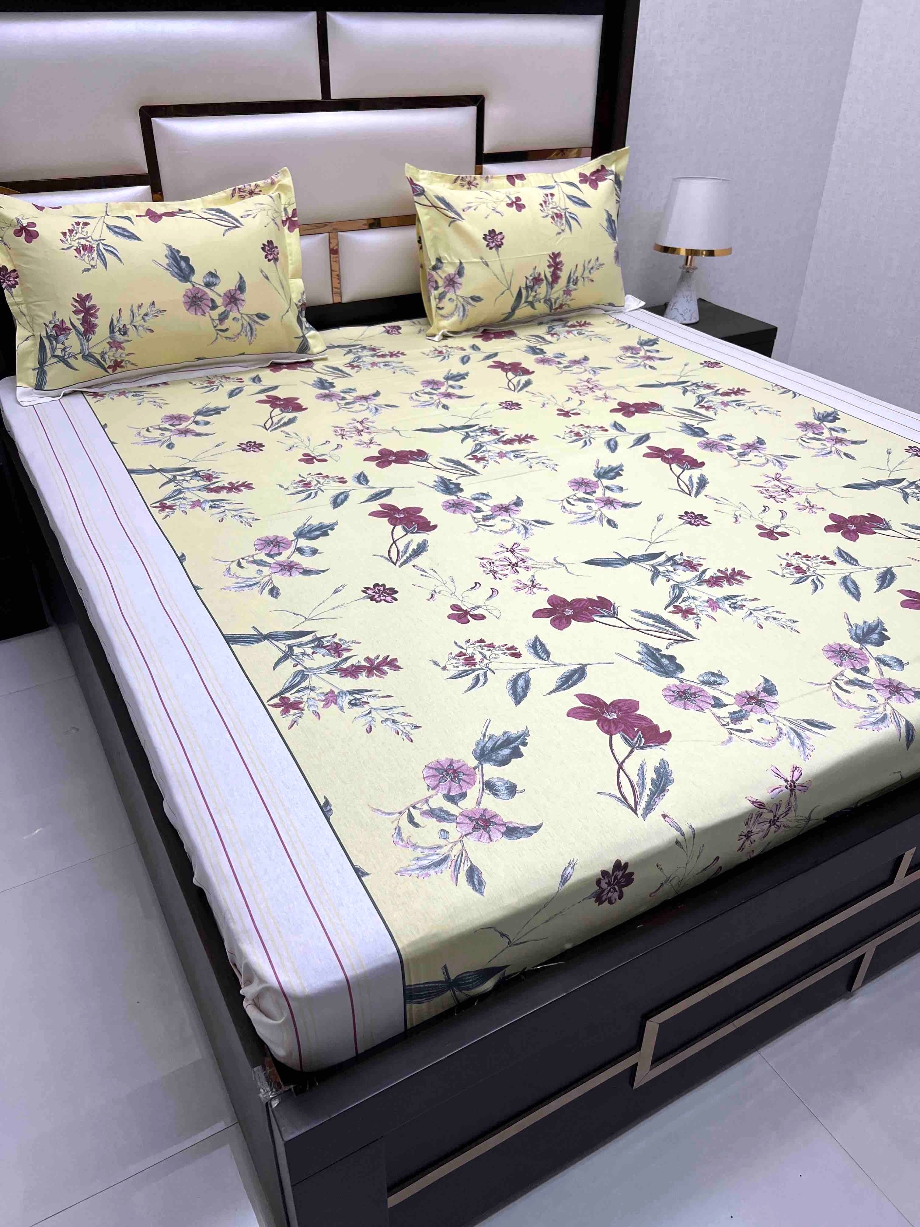 A-2054 - Pure Cotton 180 TC King Size Double Bedsheet (274X274) with Two Pillow Covers (50X76)