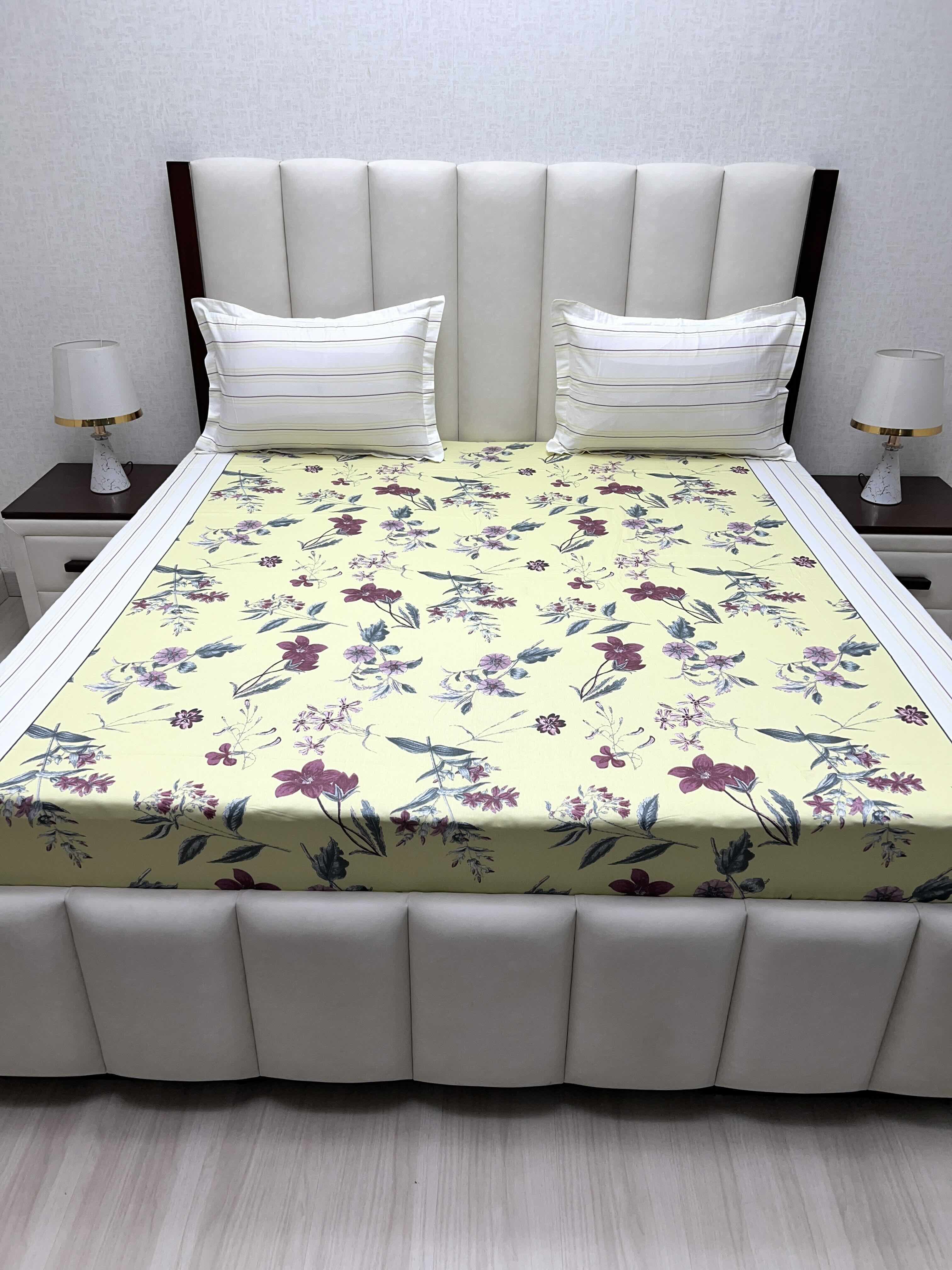 A-2054 - Pure Cotton 180 TC King Size Double Bedsheet (274X274) with Two Pillow Covers (50X76)