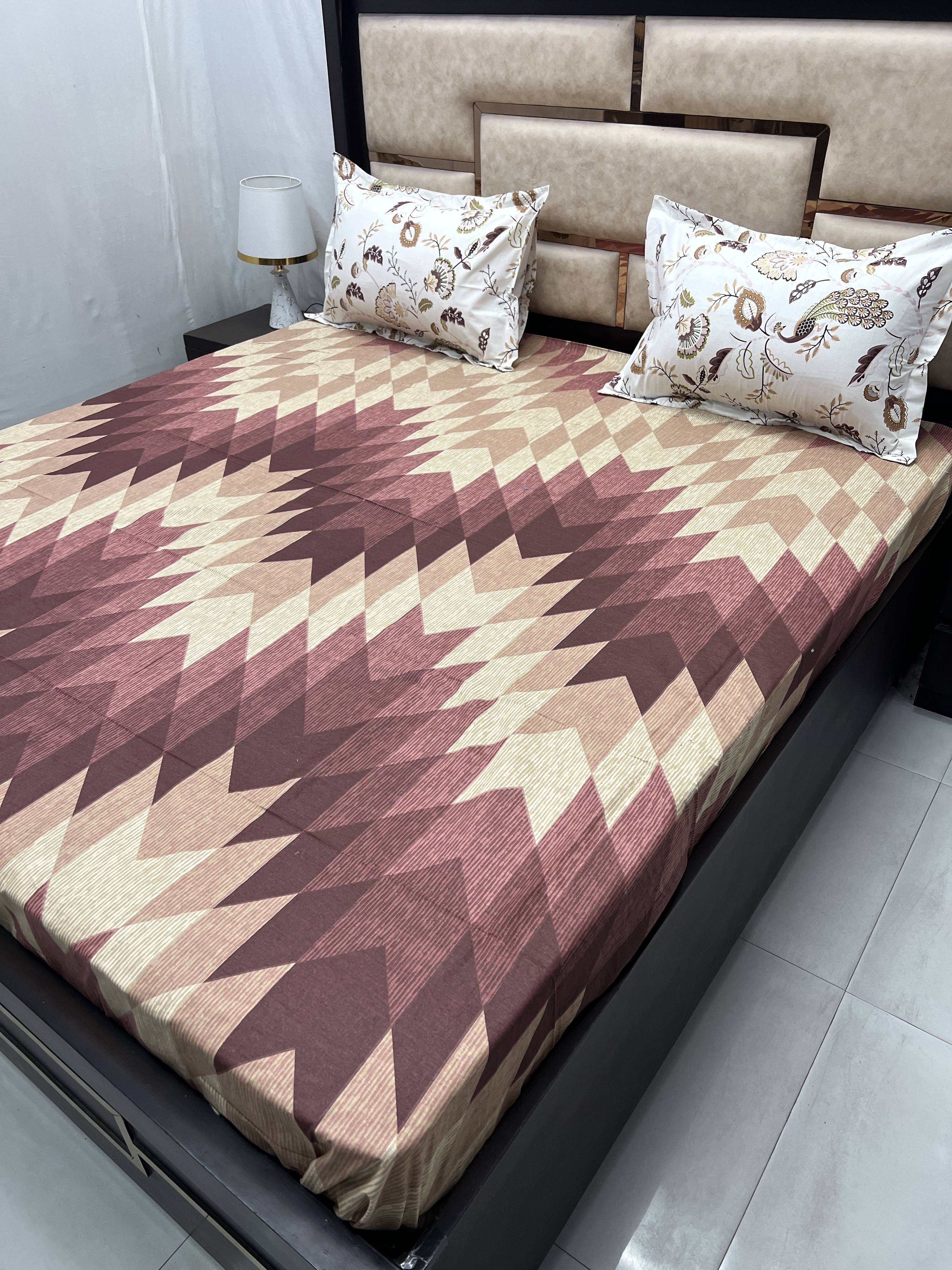 Vogue Collection Pure Decor Pure Cotton 144 TC King Size Double Bedsheet (274X274) with Two Pillow Covers (50X76)