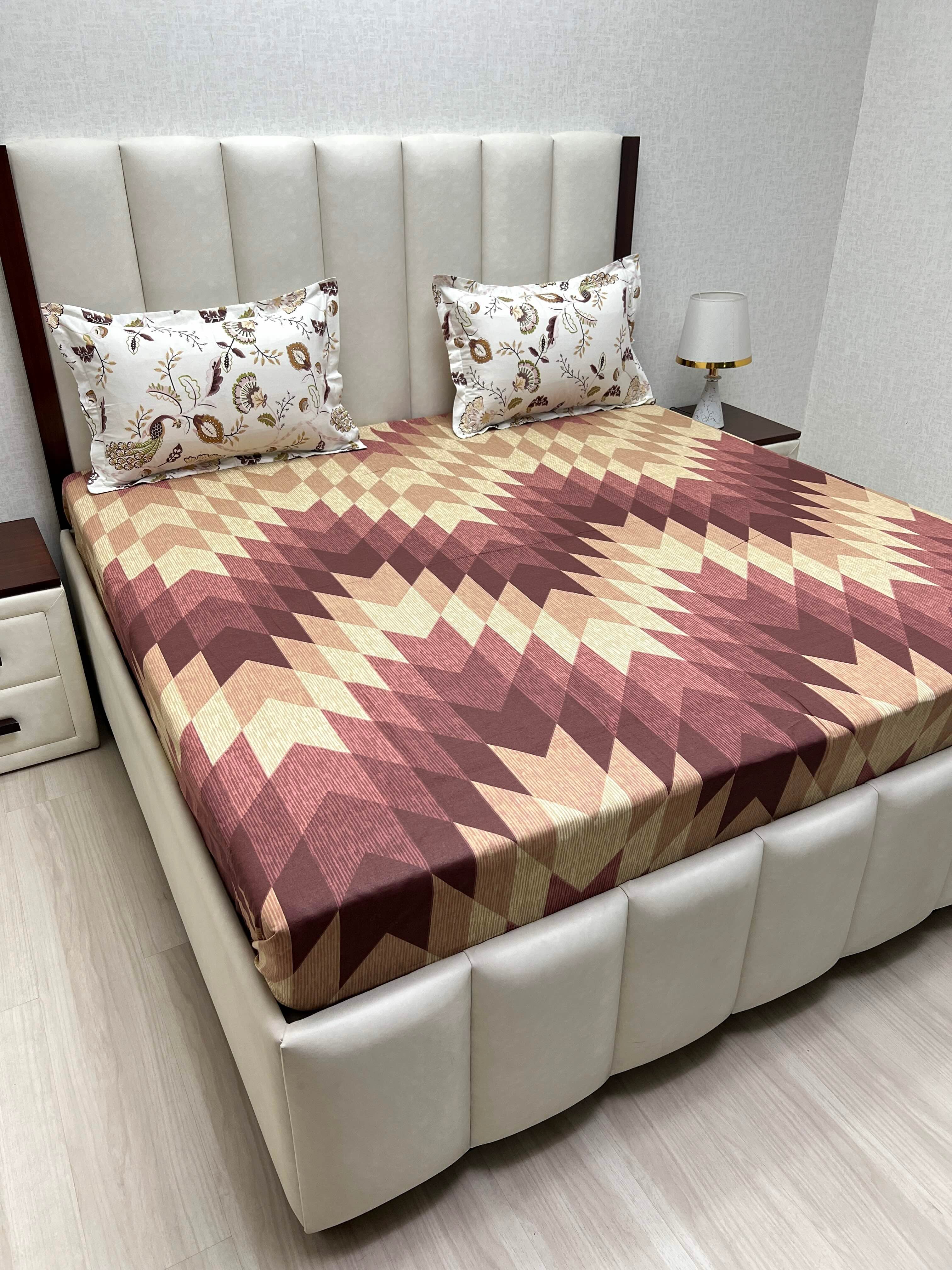 A-2649 - Pure Cotton 144 TC King Size Double Bedsheet (274X274) with Two Pillow Covers (50X76)