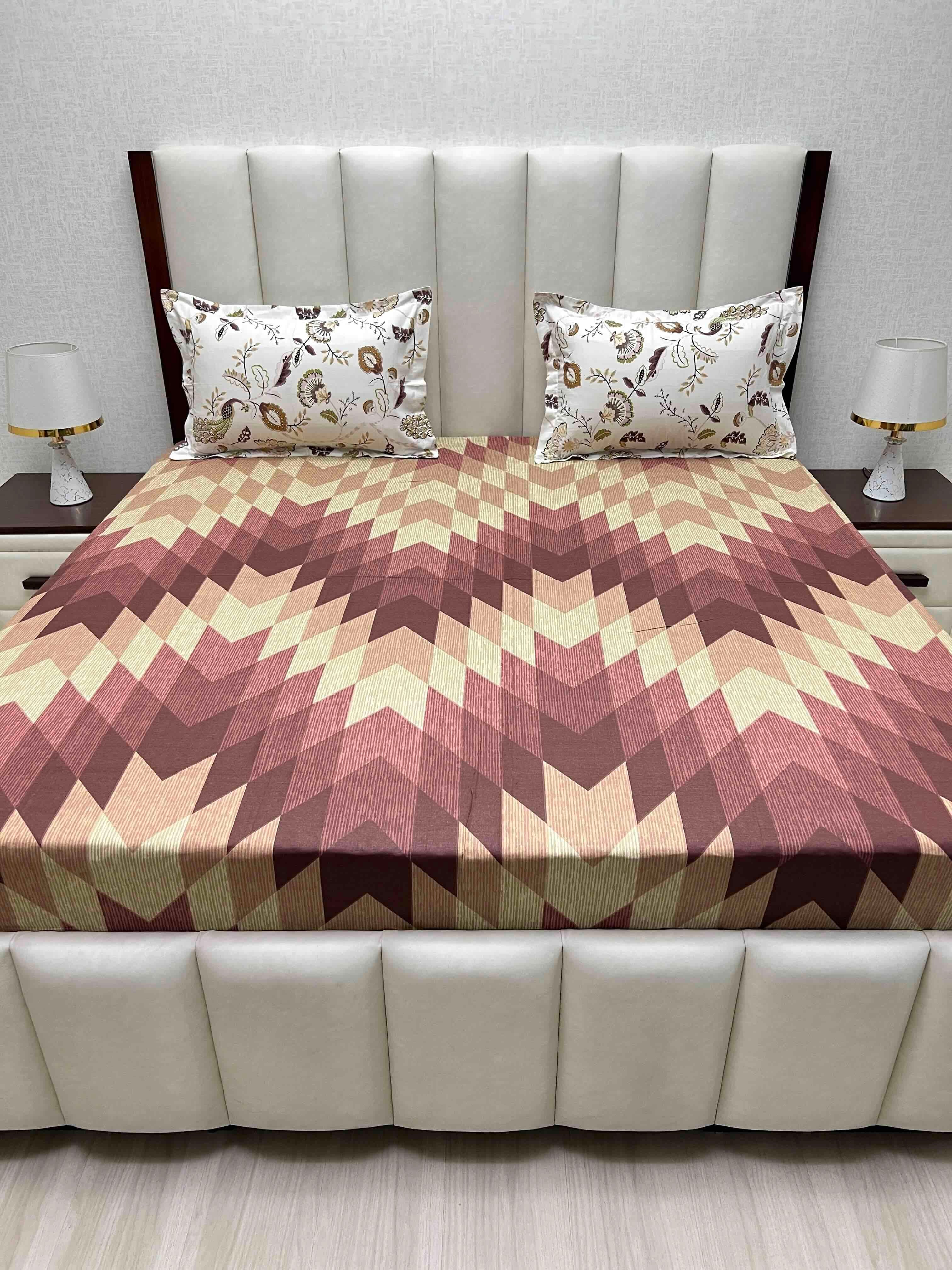 A-2649 - Pure Cotton 144 TC King Size Double Bedsheet (274X274) with Two Pillow Covers (50X76)
