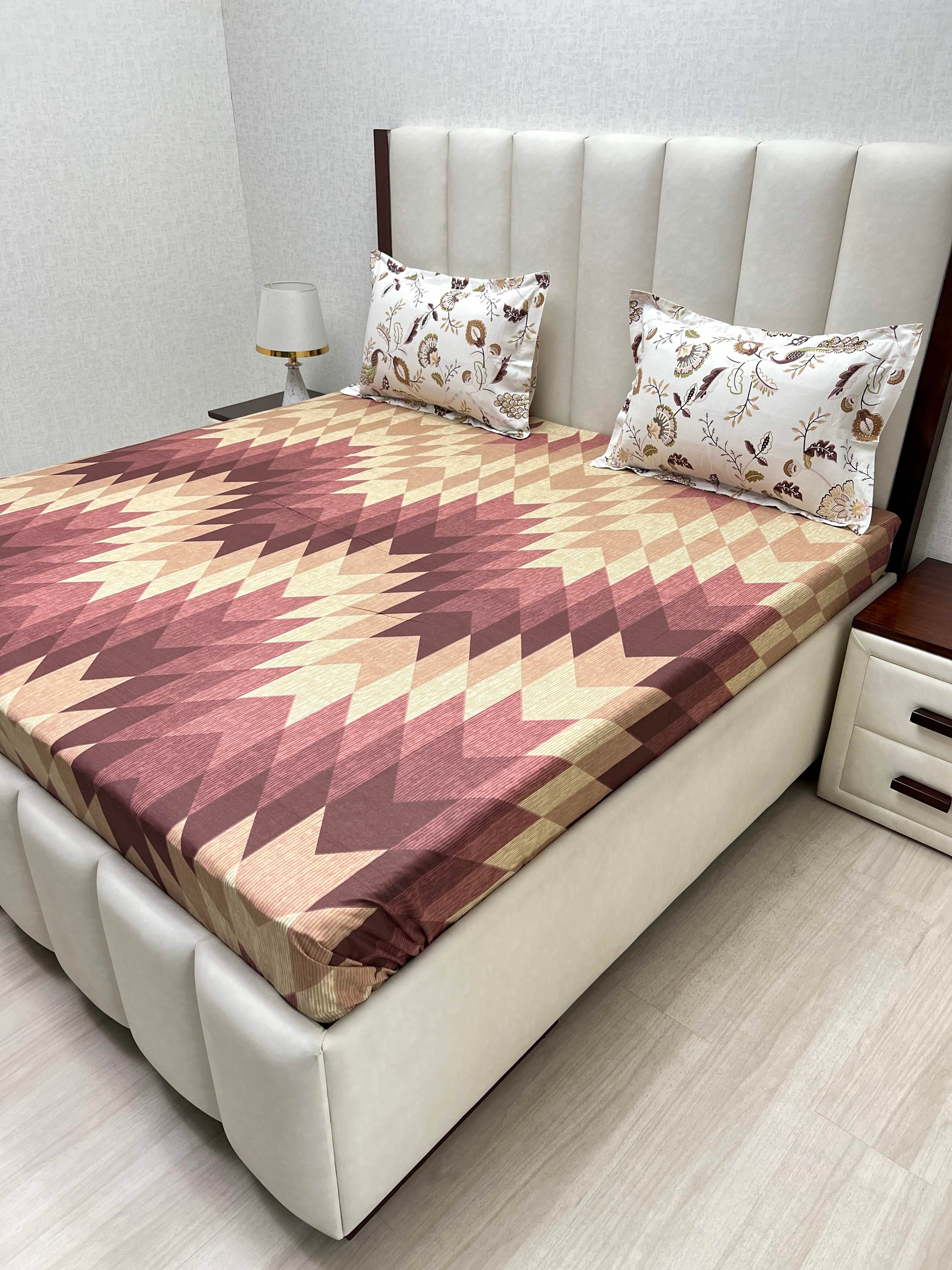 A-2649 - Pure Cotton 144 TC King Size Double Bedsheet (274X274) with Two Pillow Covers (50X76)