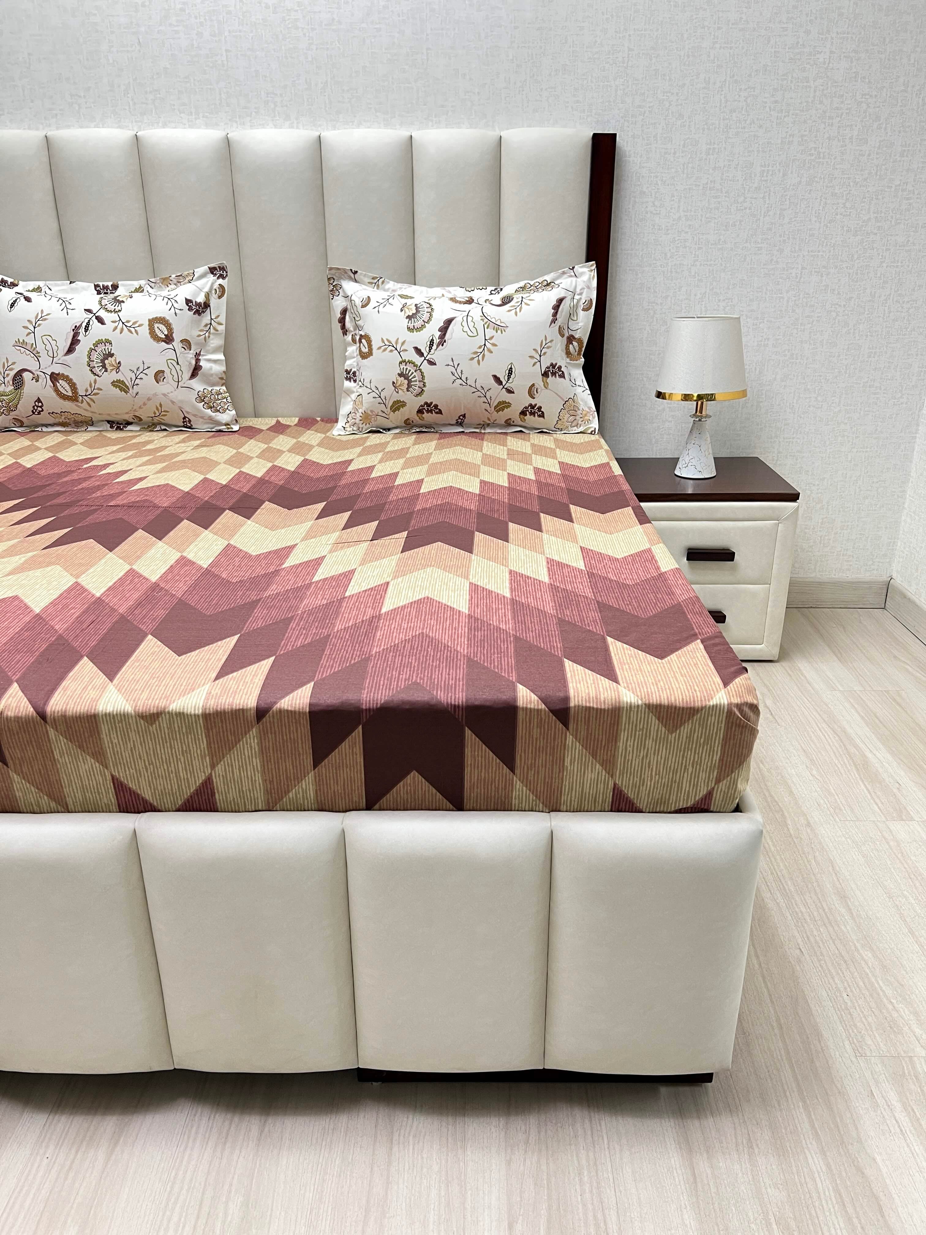 A-2649 - Pure Cotton 144 TC King Size Double Bedsheet (274X274) with Two Pillow Covers (50X76)