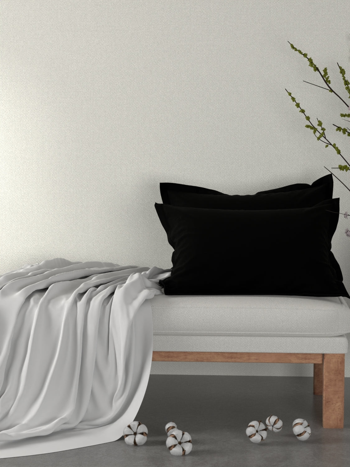 A-2817 - Pure Cotton 300 TC King Size Plain Double Bedsheet (274X274) with Two Pillow Covers (50X76)