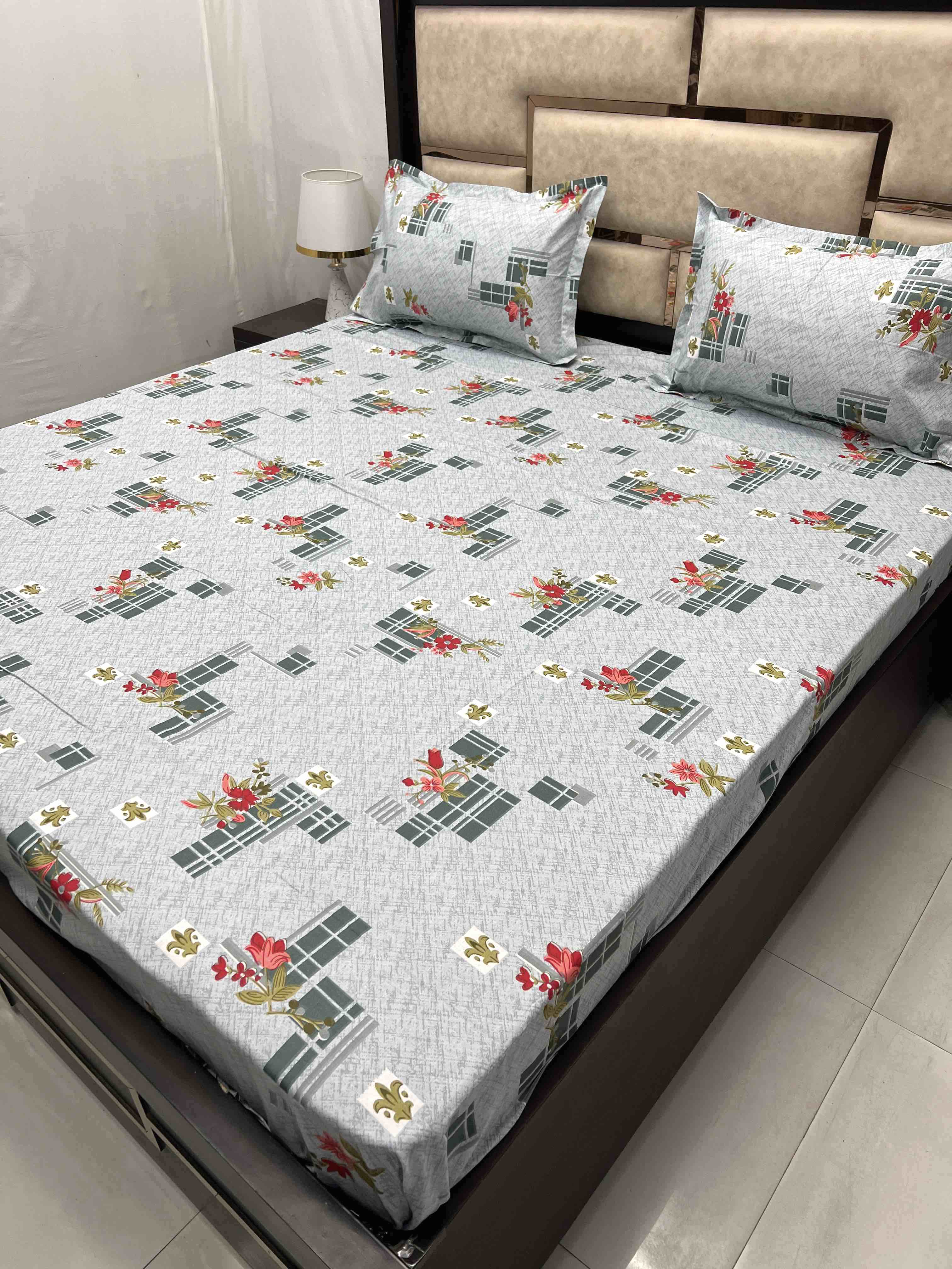 Velar Fur Sib Collection Pure Decor Pure Cotton 400 TC King Size Double Bedsheet (274X274) with Two Pillow Covers (50X76)