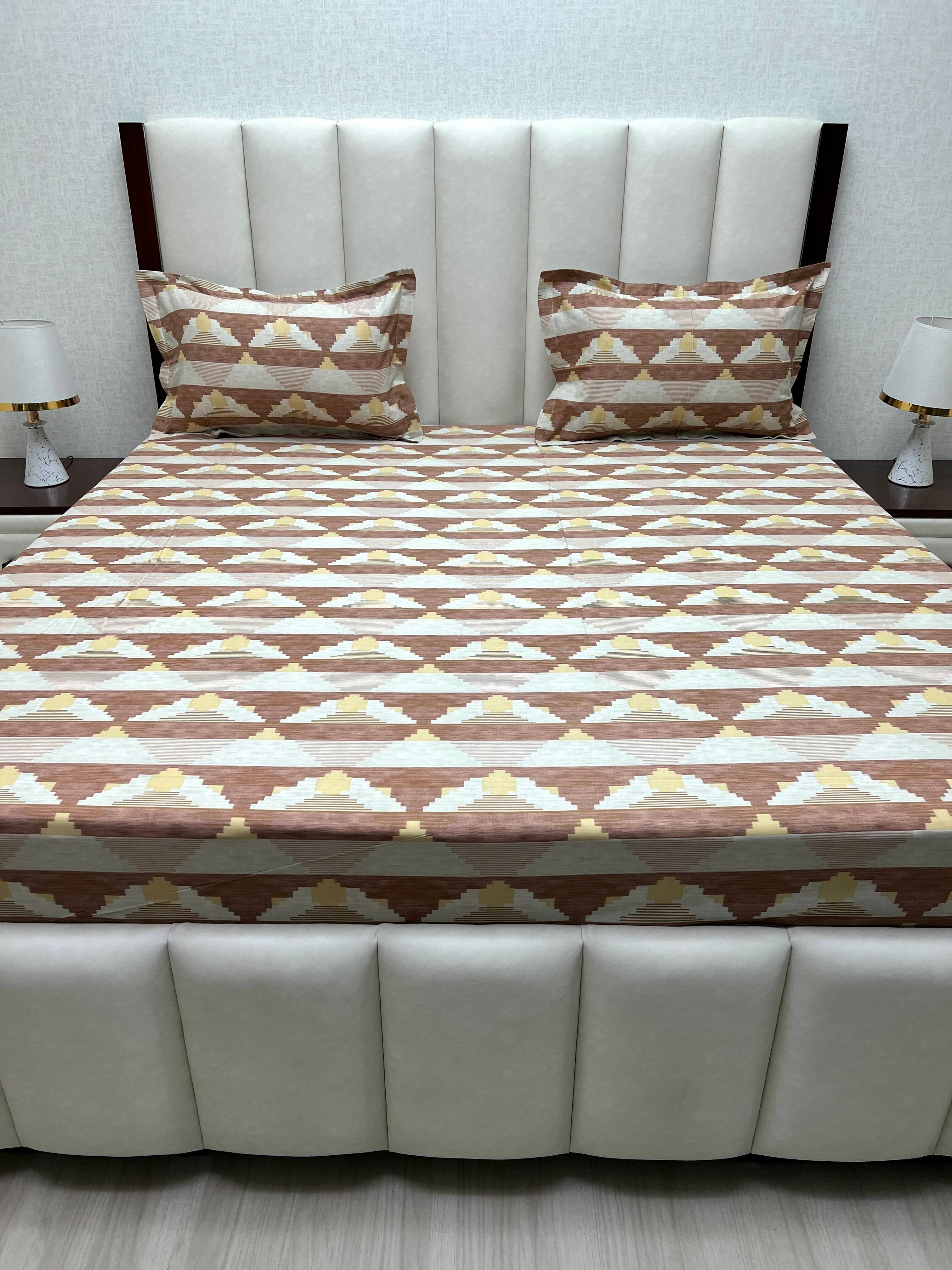 A-2904 - Pure Cotton 180 TC Super King Size Double Bedsheet (274X304) with Two Pillow Covers (50X76)