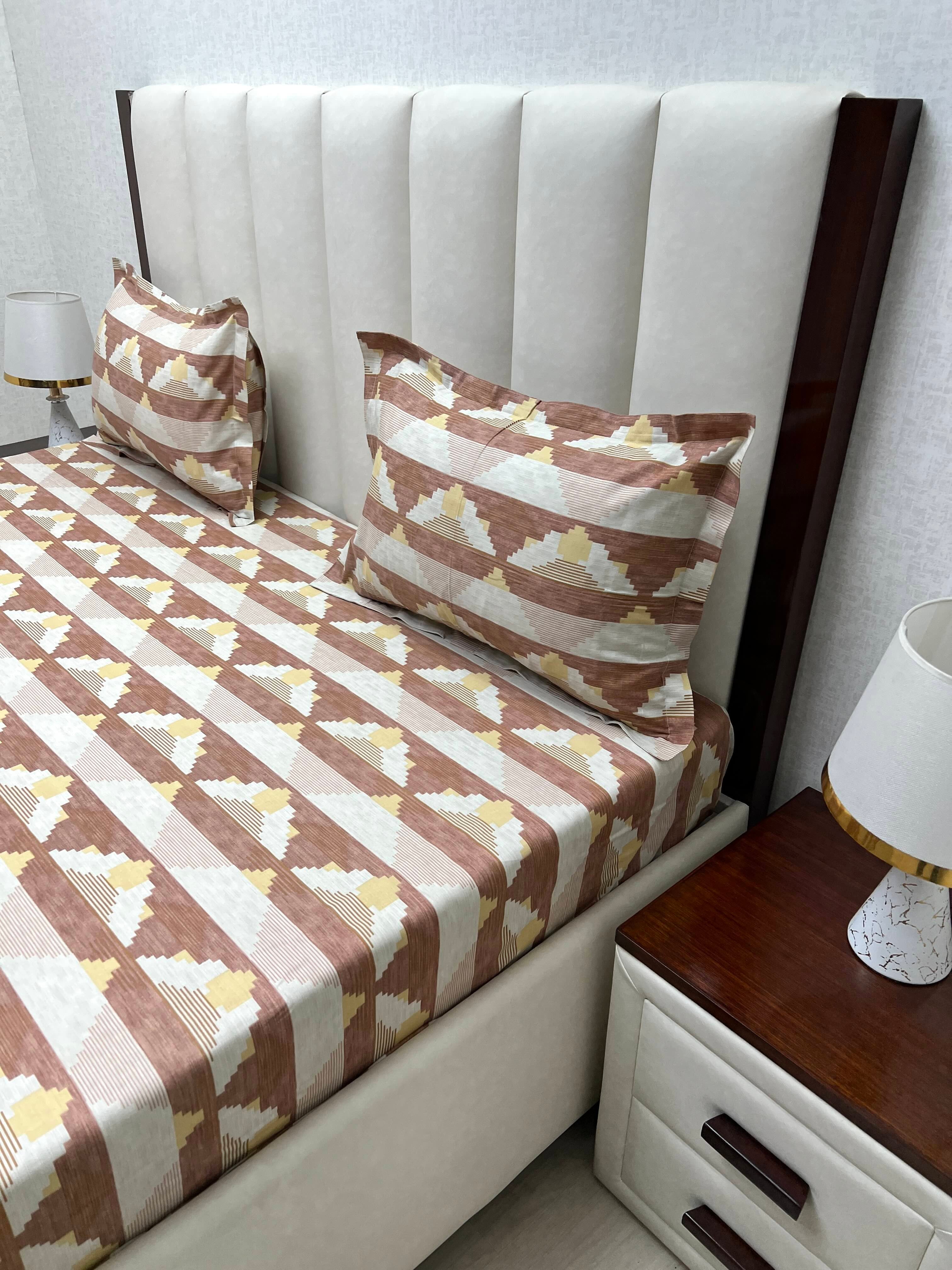 A-2904 - Pure Cotton 180 TC Super King Size Double Bedsheet (274X304) with Two Pillow Covers (50X76)