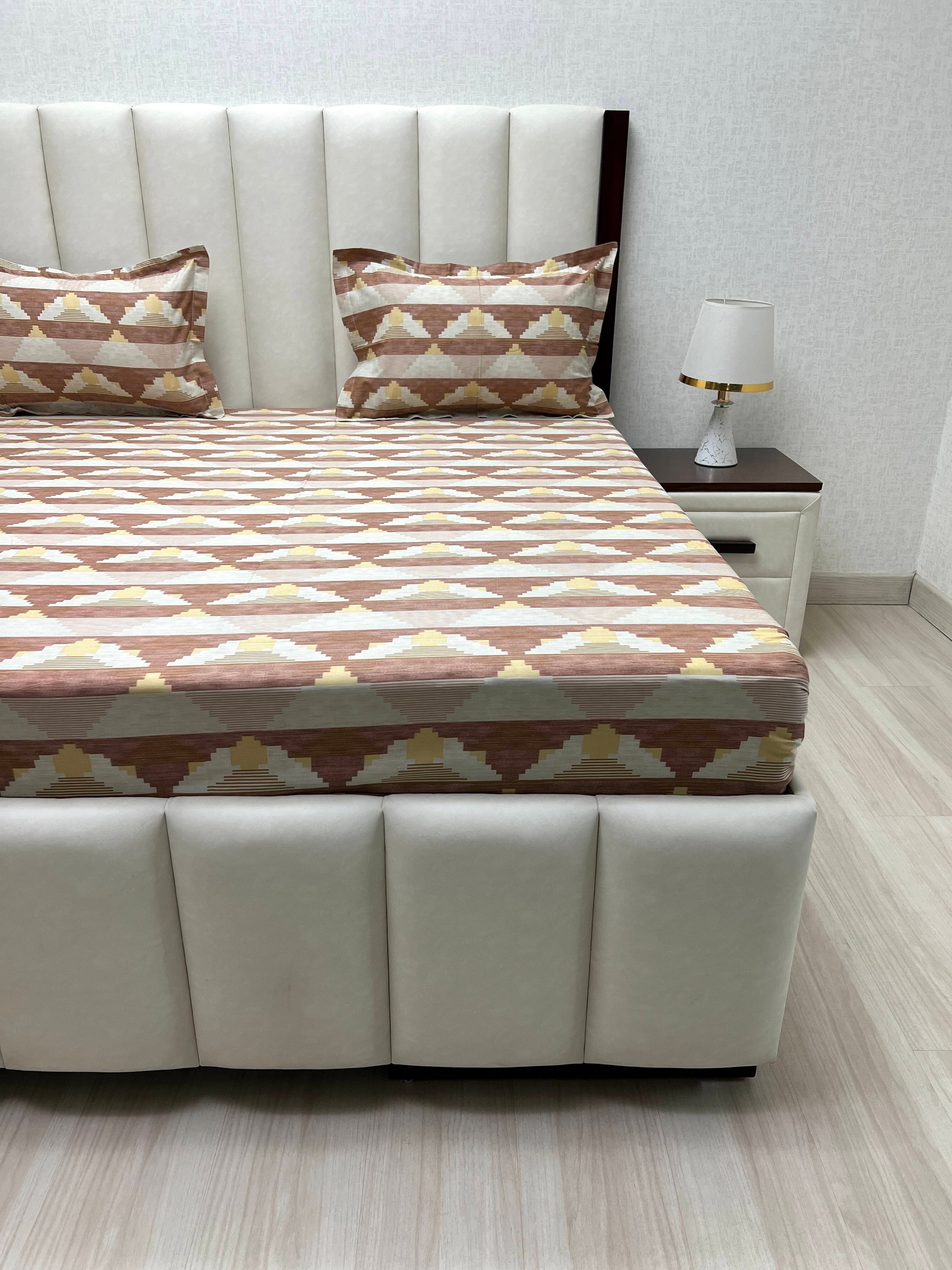 A-2904 - Pure Cotton 180 TC Super King Size Double Bedsheet (274X304) with Two Pillow Covers (50X76)