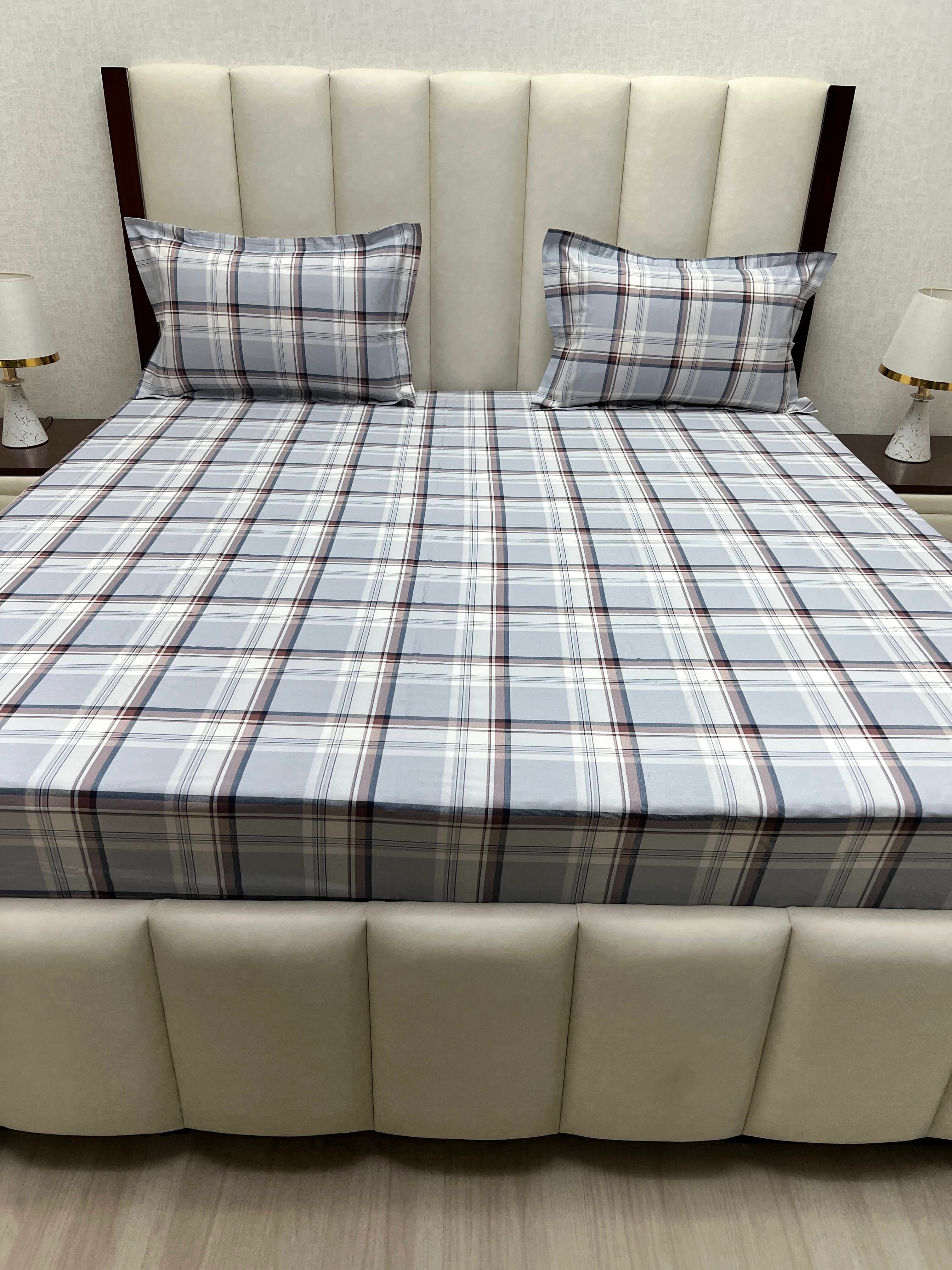 A-2908 - Pure Cotton 180 TC Super King Size Double Bedsheet (274X304) with Two Pillow Covers (50X76)