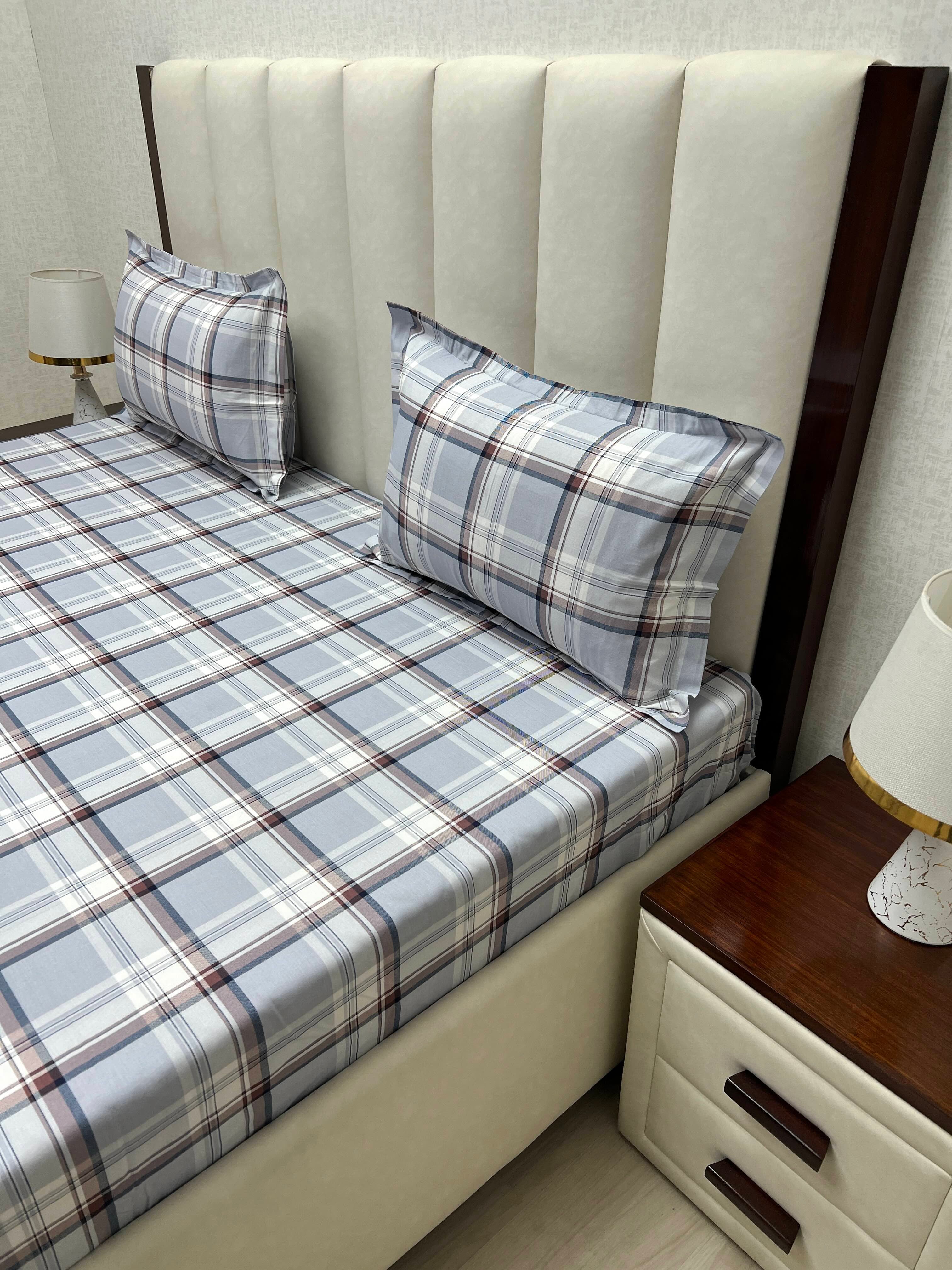 A-2908 - Pure Cotton 180 TC Super King Size Double Bedsheet (274X304) with Two Pillow Covers (50X76)