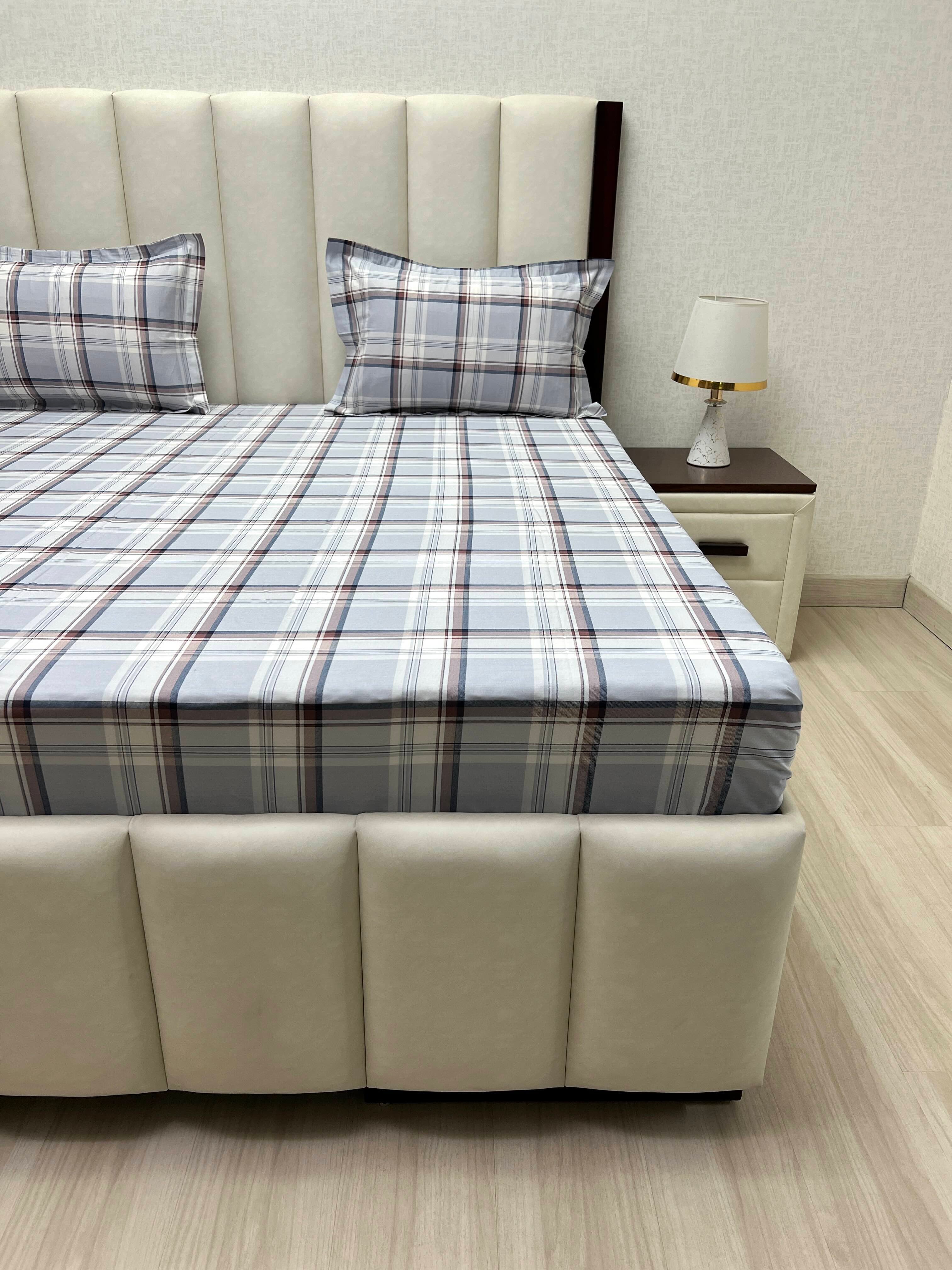 A-2908 - Pure Cotton 180 TC Super King Size Double Bedsheet (274X304) with Two Pillow Covers (50X76)