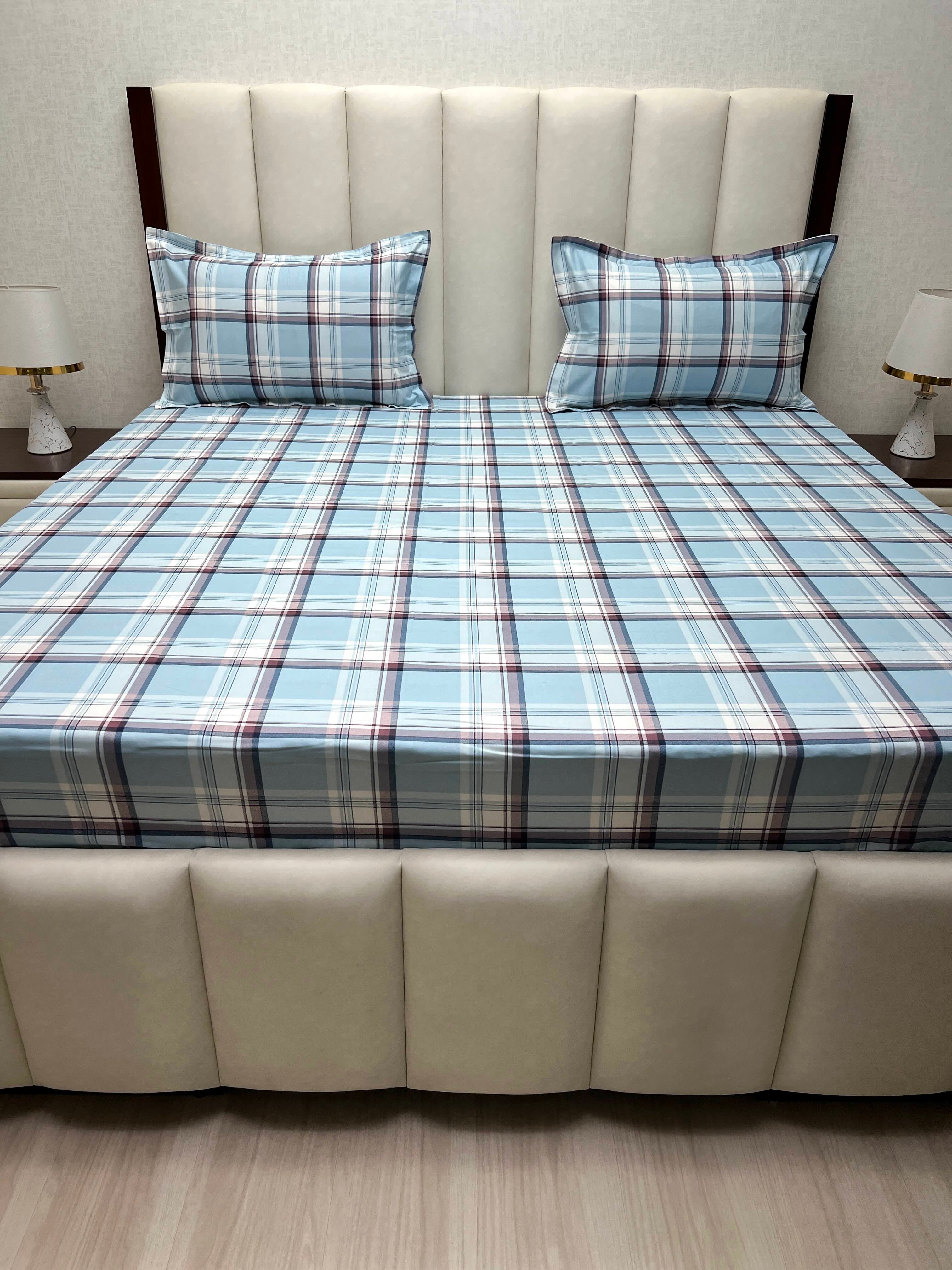 A-2909 - Pure Cotton 180 TC Super King Size Double Bedsheet (274X304) with Two Pillow Covers (50X76)