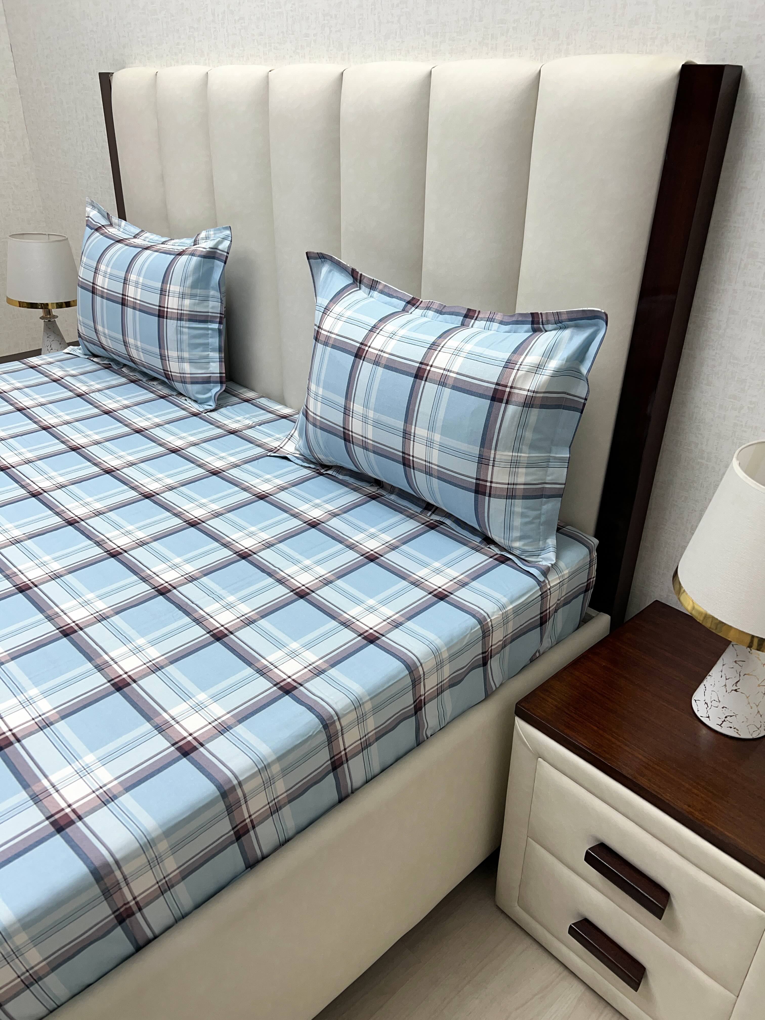 A-2909 - Pure Cotton 180 TC Super King Size Double Bedsheet (274X304) with Two Pillow Covers (50X76)