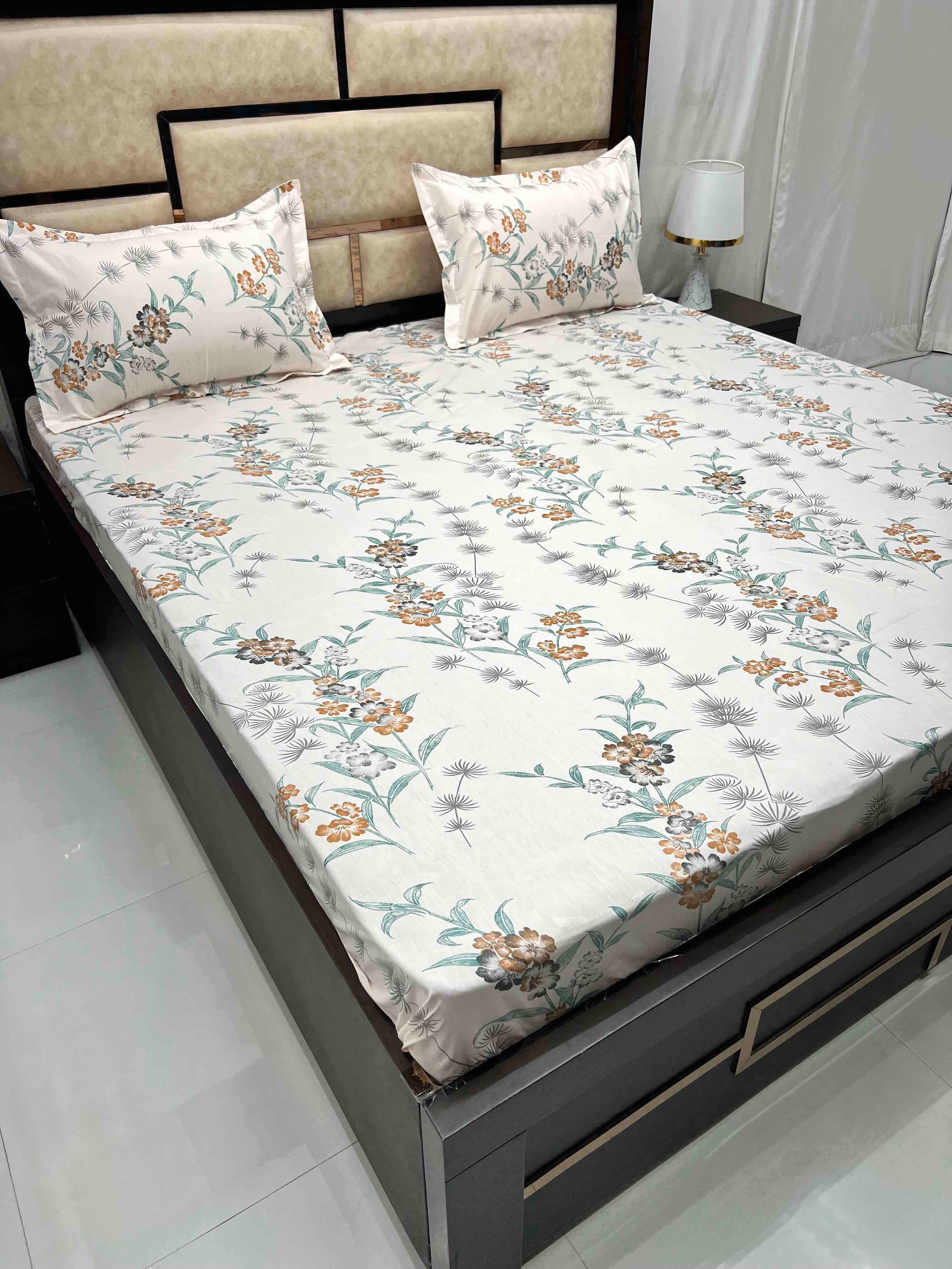 Villa Collection Pure Decor Pure Cotton 400 TC King Size Double Bedsheet (274X274) with Two Pillow Covers (50X76)