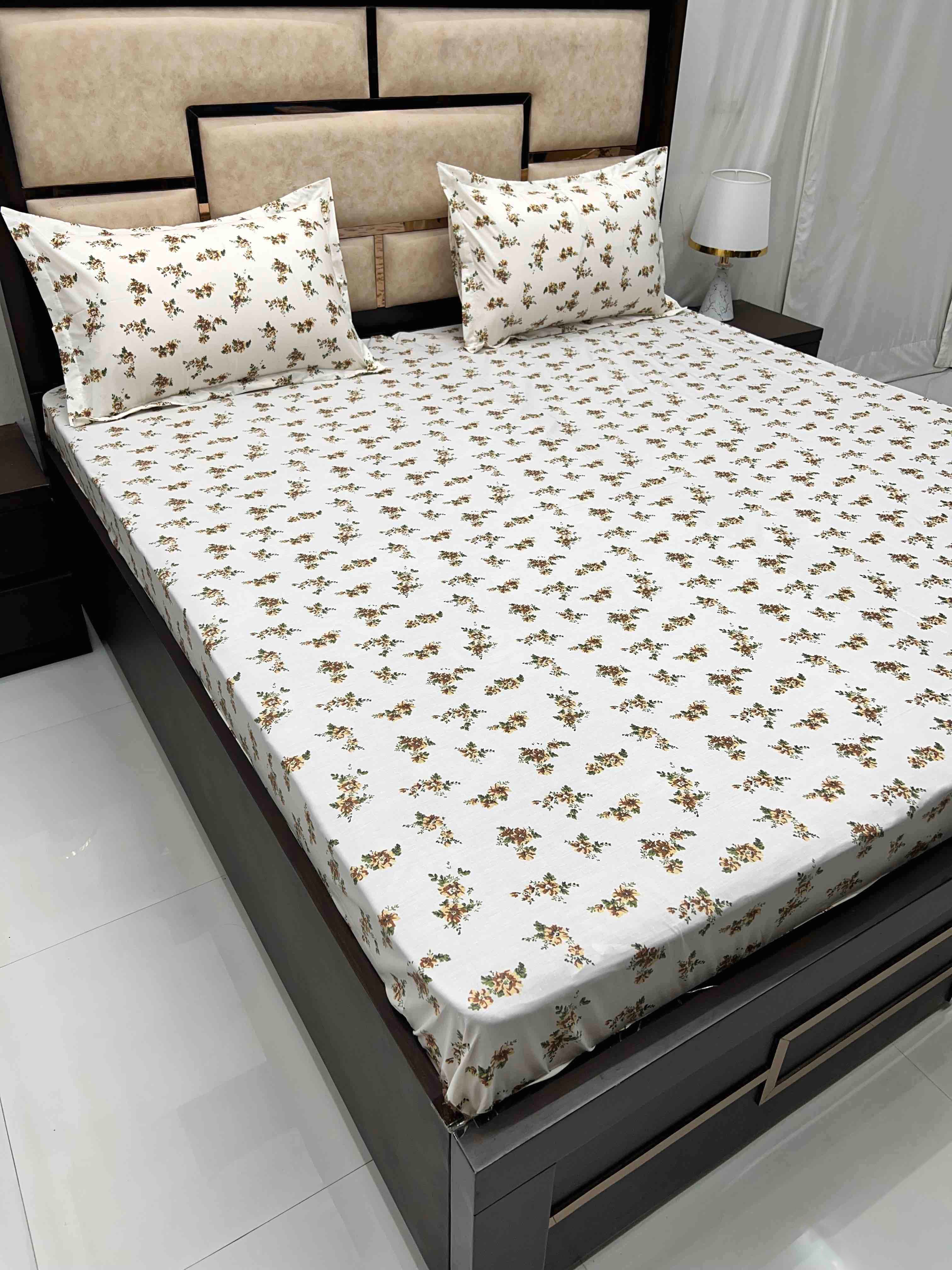 Villa Collection Pure Decor Pure Cotton 400 TC King Size Double Bedsheet (274X274) with Two Pillow Covers (50X76)