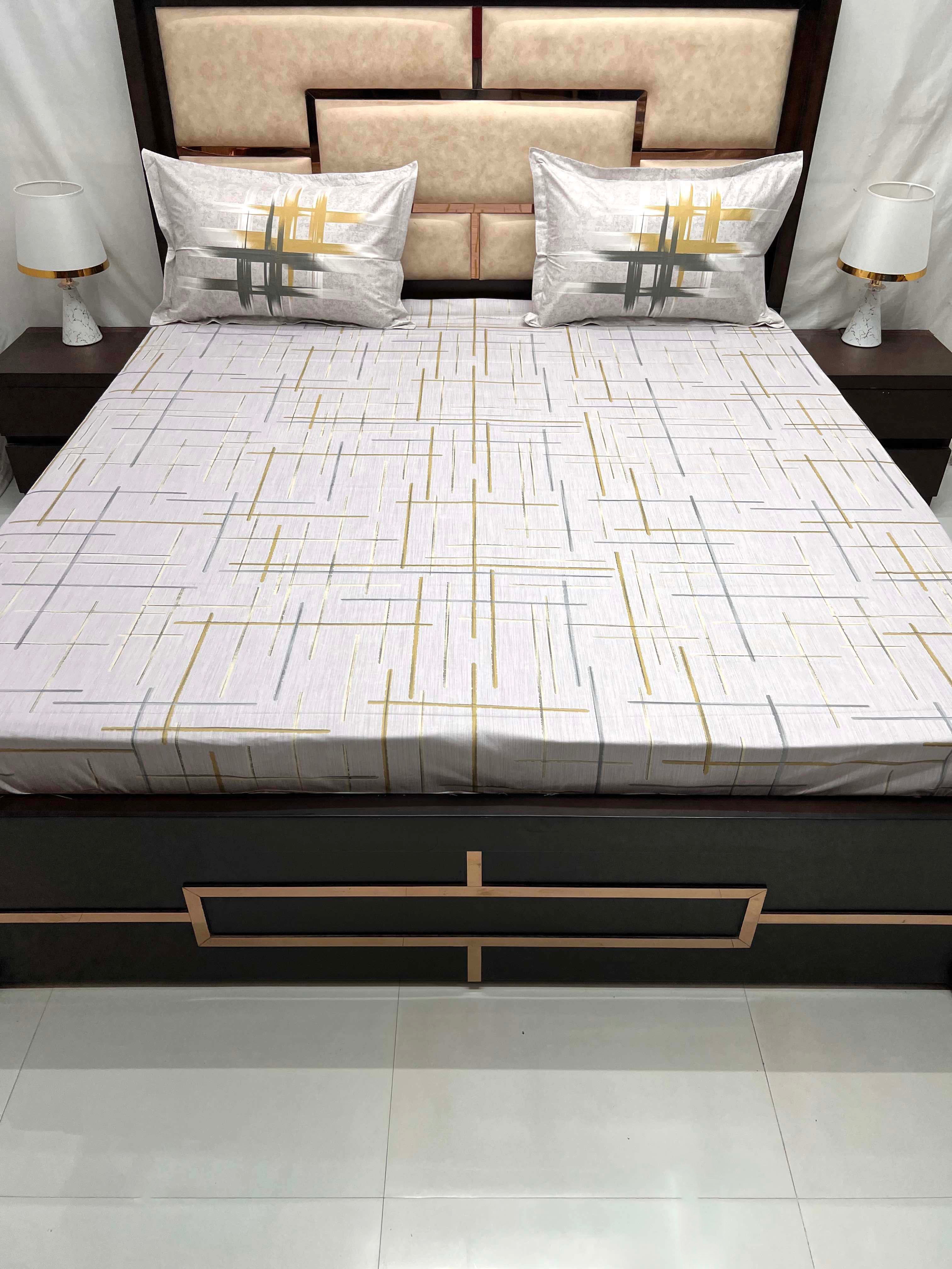 Lifestyle Collection Pure Decor Cotton 210 TC King Size Double Bedsheet (274X274) with Two Pillow Covers (50X76)