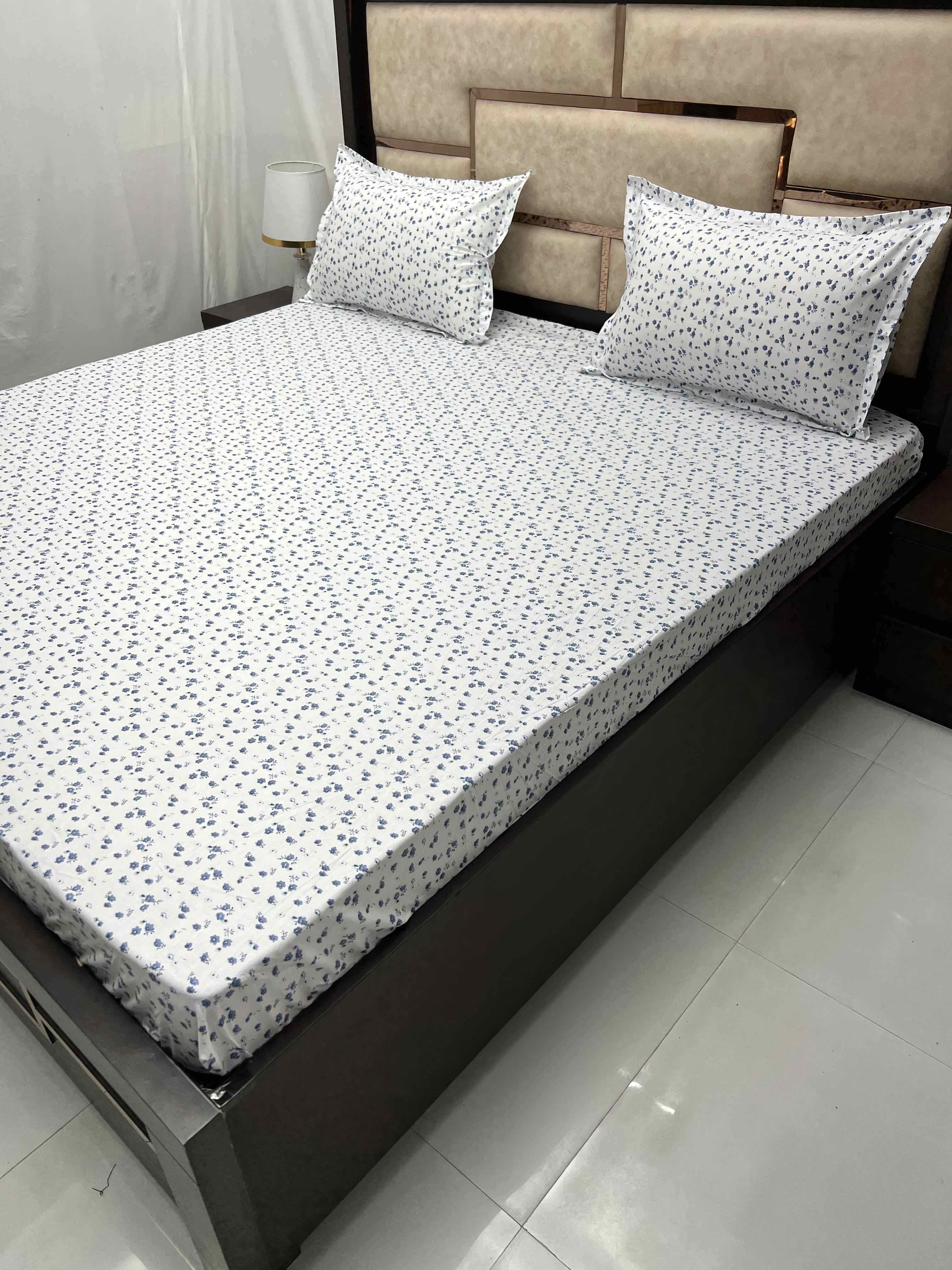 Gem Collection Pure Decor Pure Cotton 210 TC King Size Fitted Bedsheet (183X198) with Two Pillow Covers (45X68)