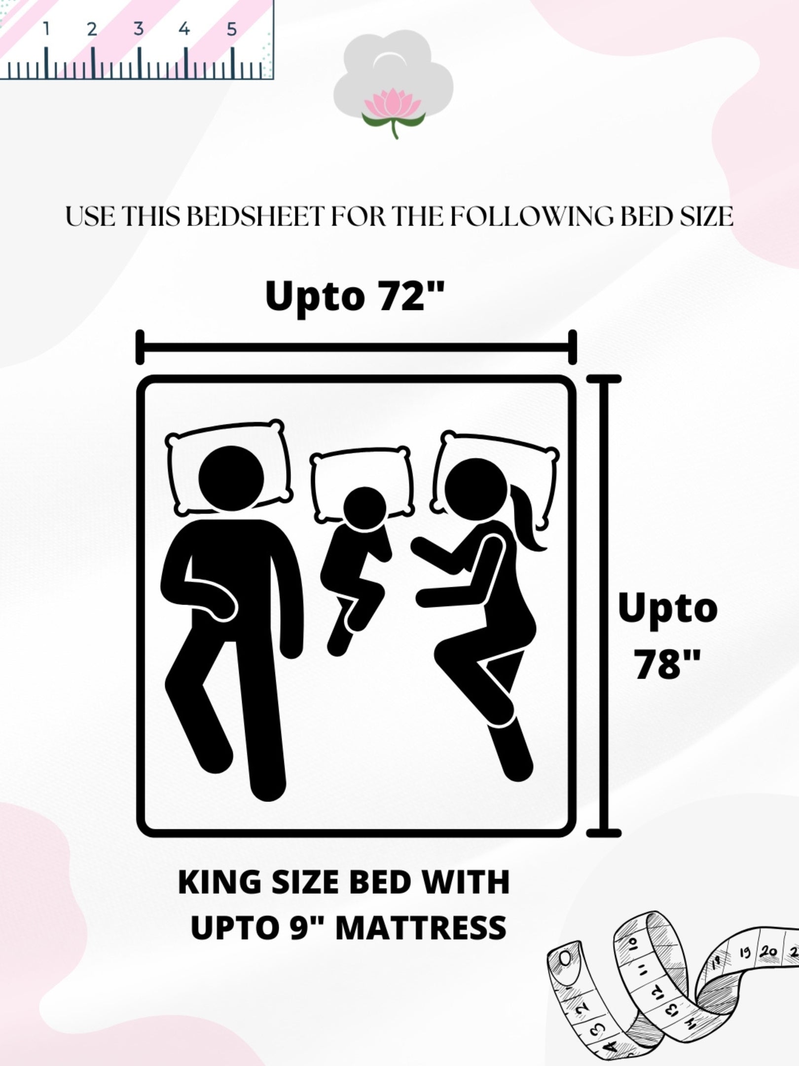 A-3633 - Poly Cotton 130 GSM King Size Double Bedsheet (274X274) with Two Pillow Covers (50X76)