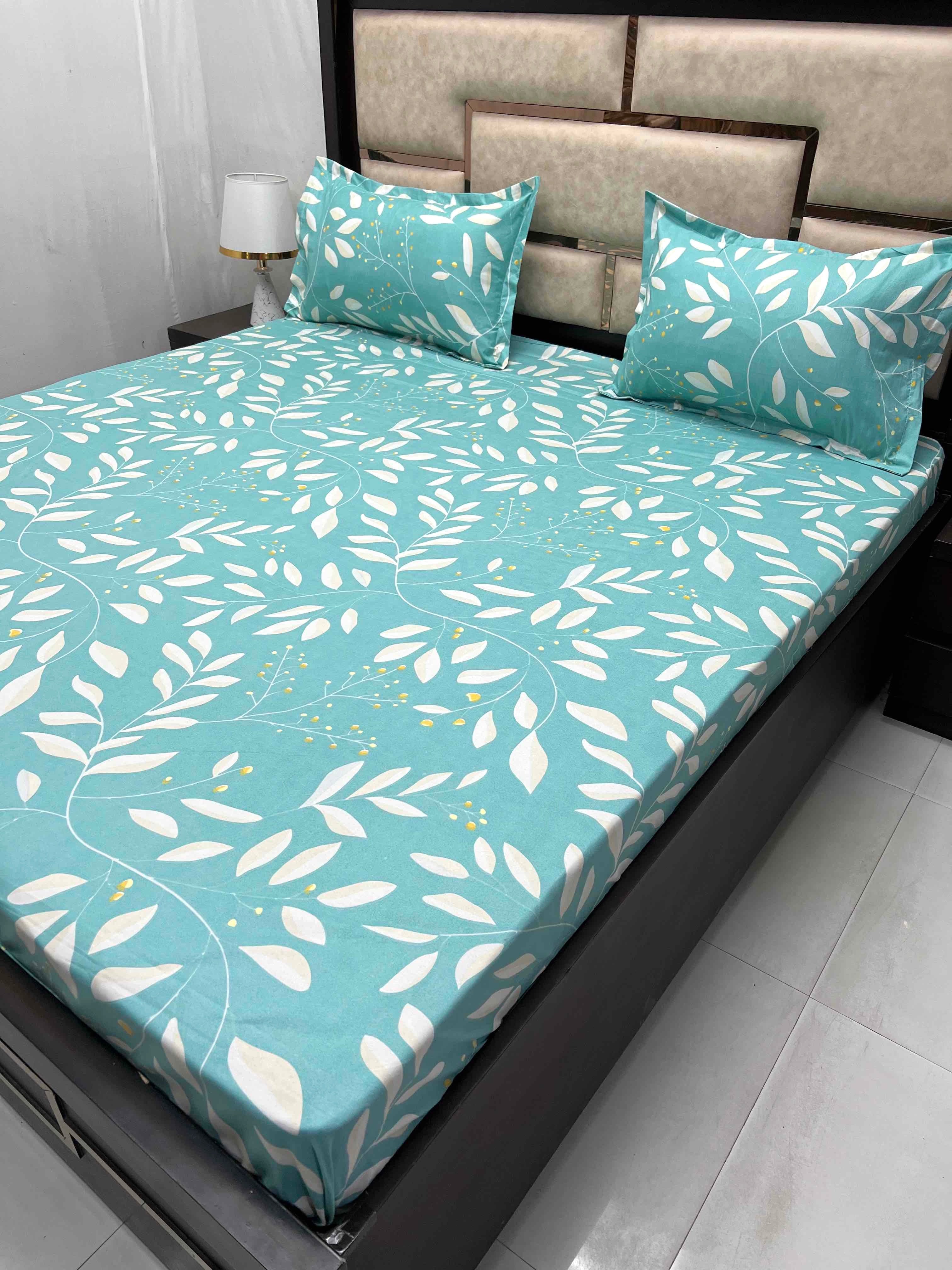 Amulya Collection Pure Decor Poly Cotton 110 GSM Queen Size Double Bedsheet (221X243) with Two Pillow Covers (43X68)