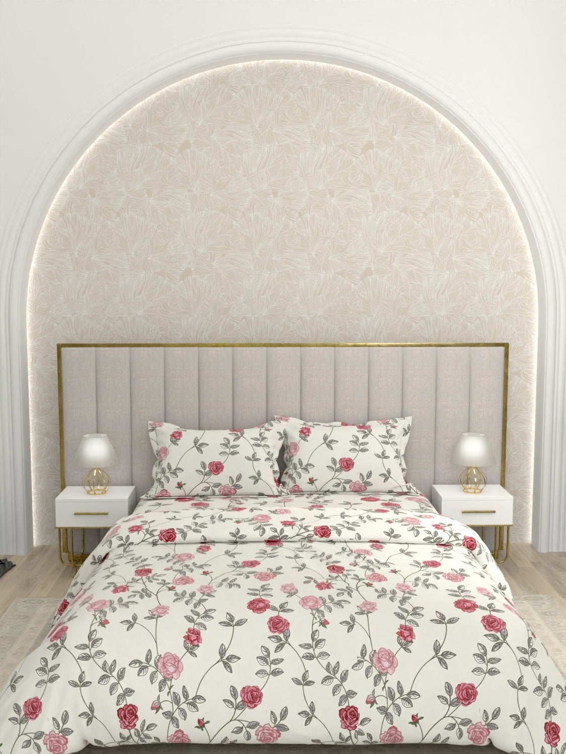 A-3666 - Microfiber 130 GSM King Size Reversible Double Bed Comforter (221X246) with Microfiber 130 GSM Queen Size Bedsheet (228X254) for Double Bed with 2 Pillow Covers (43X68)