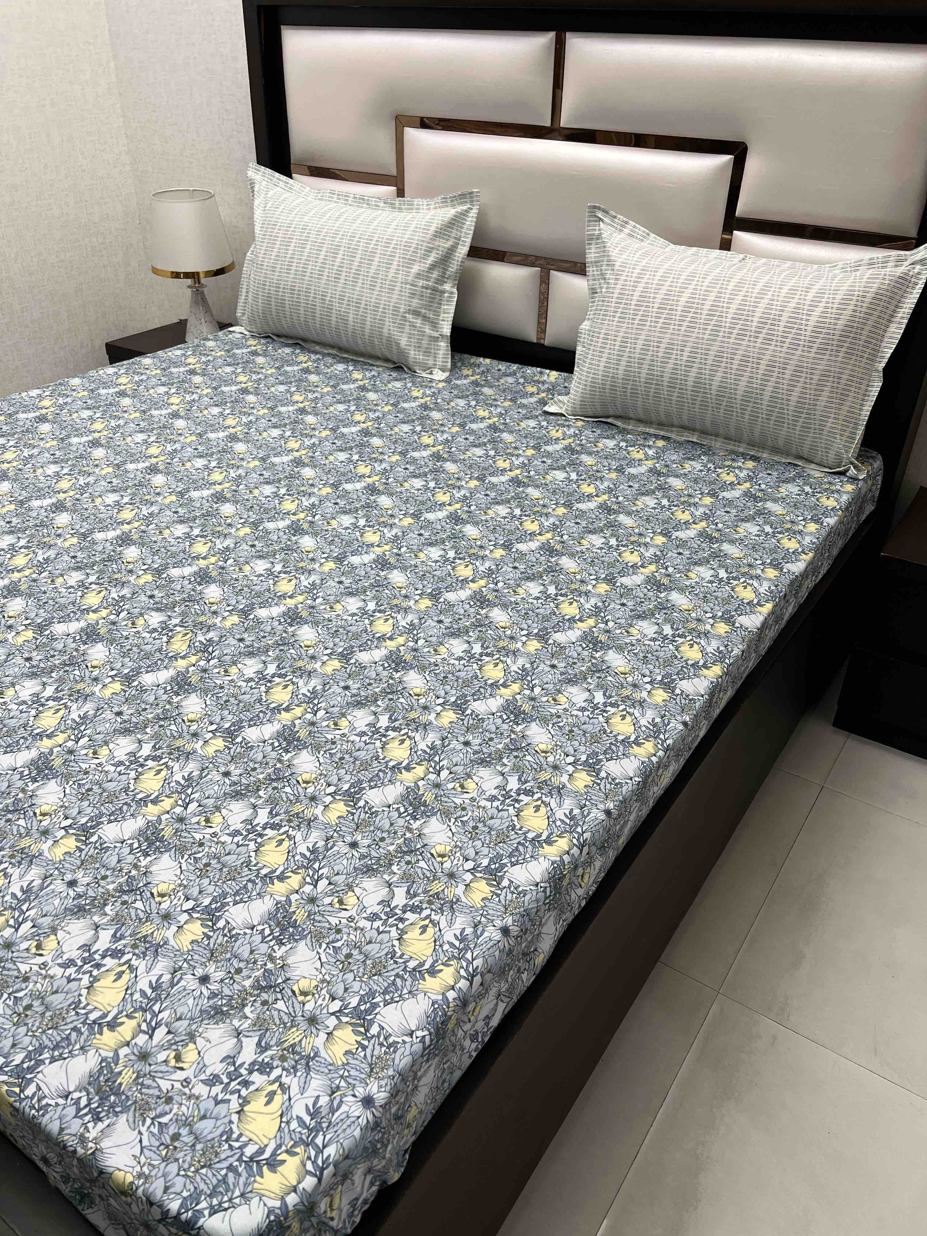 A-3767 - Pure Cotton 210 TC King Size Double Bedsheet (274X274) with Two Pillow Covers (50X76)