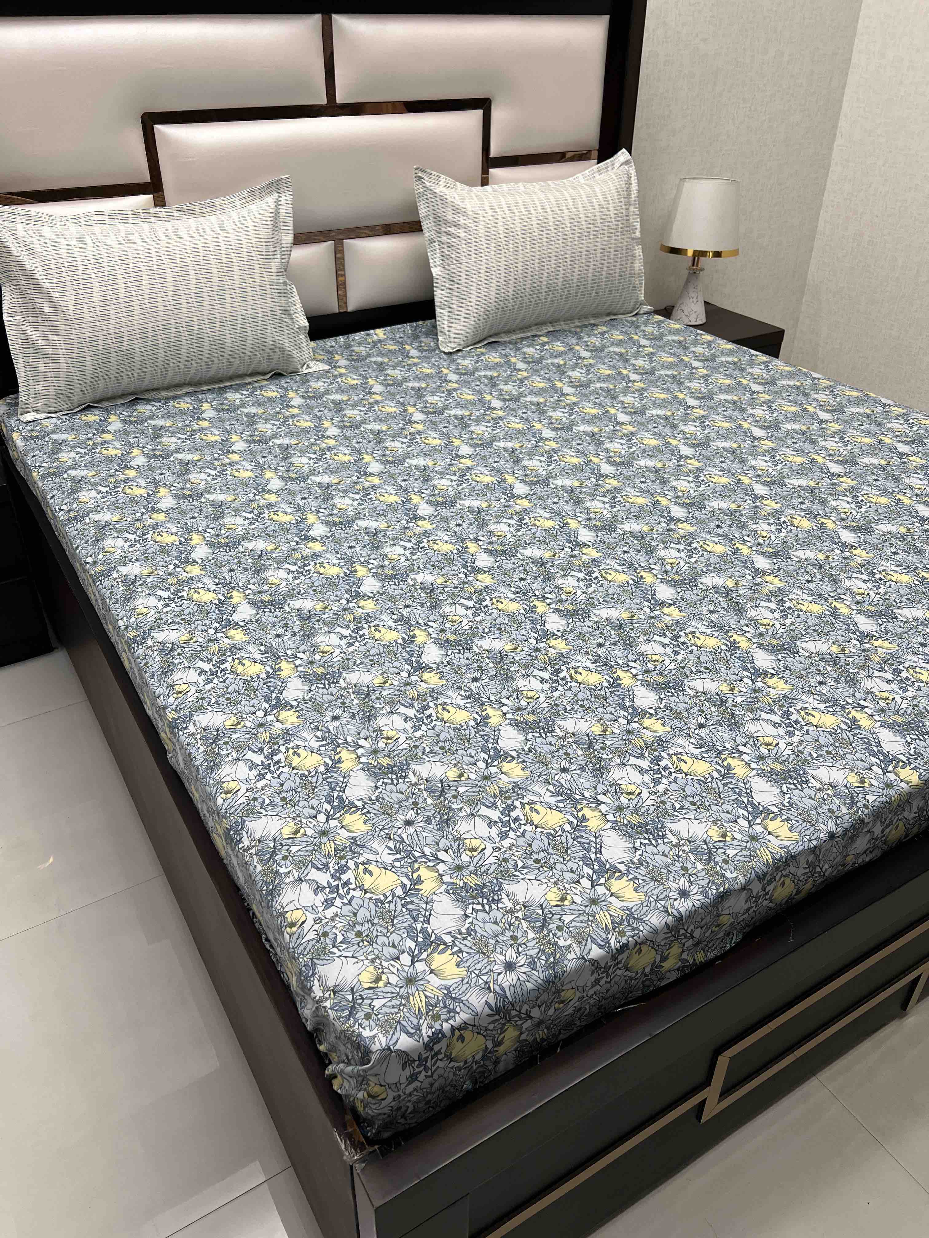 A-3767 - Pure Cotton 210 TC King Size Double Bedsheet (274X274) with Two Pillow Covers (50X76)