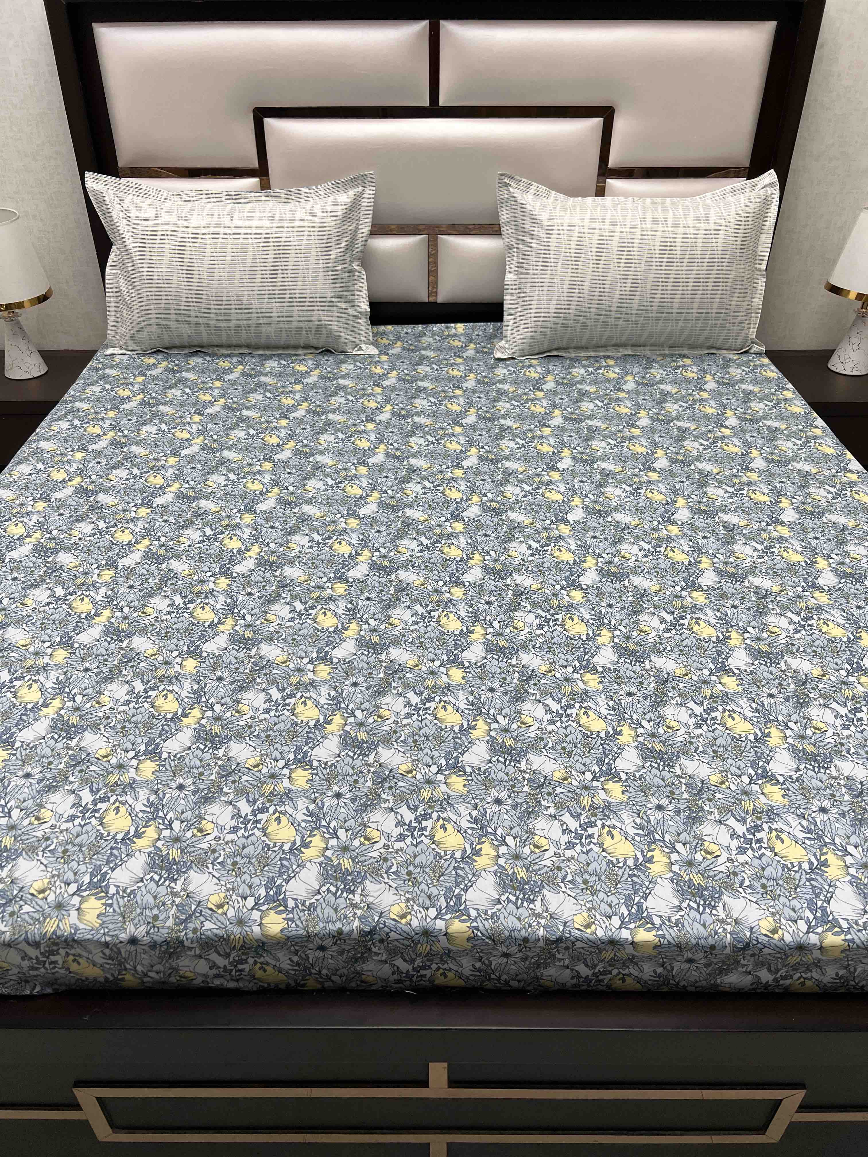 A-3767 - Pure Cotton 210 TC King Size Double Bedsheet (274X274) with Two Pillow Covers (50X76)