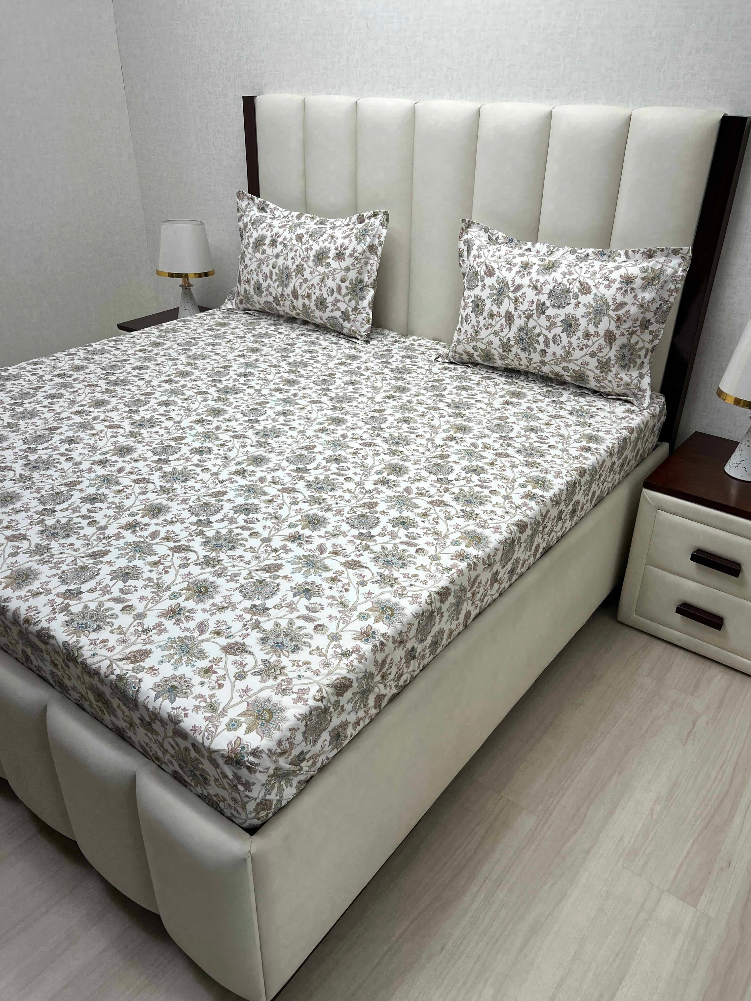 A-3813 - Pure Cotton 210 TC King Size Double Bedsheet (274X274) with Two Pillow Covers (50X76)