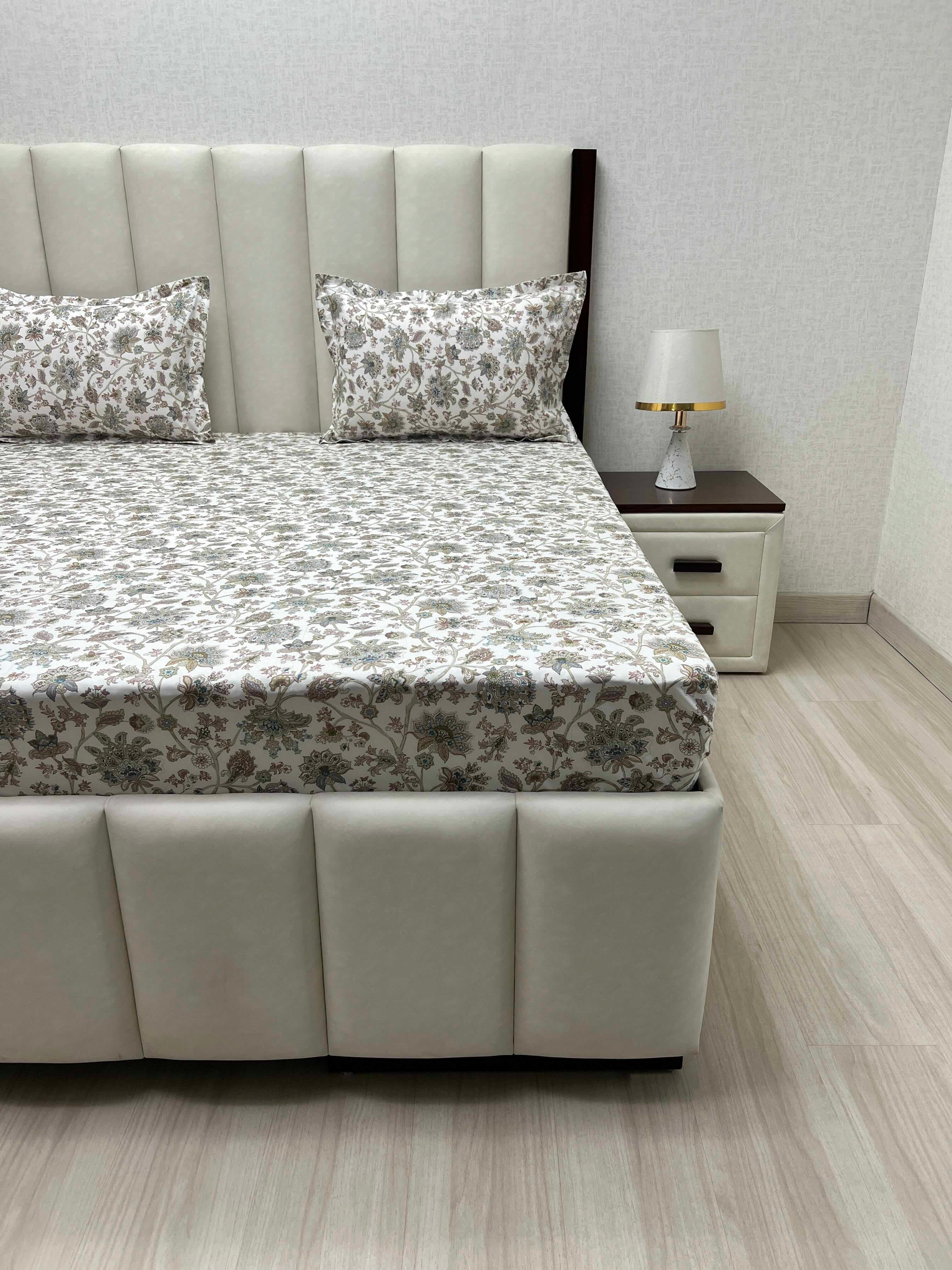A-3813 - Pure Cotton 210 TC King Size Double Bedsheet (274X274) with Two Pillow Covers (50X76)