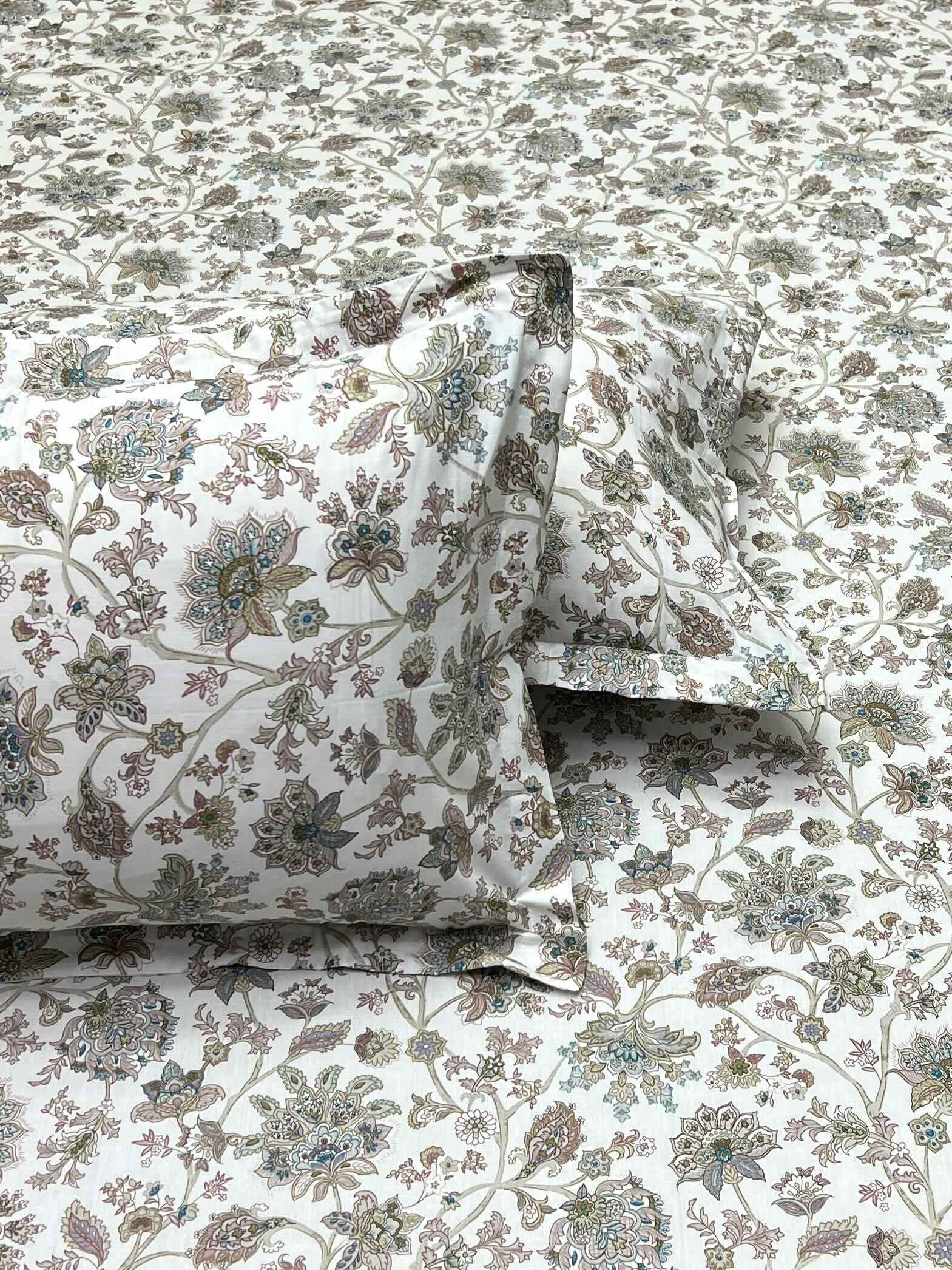 A-3813 - Pure Cotton 210 TC King Size Double Bedsheet (274X274) with Two Pillow Covers (50X76)