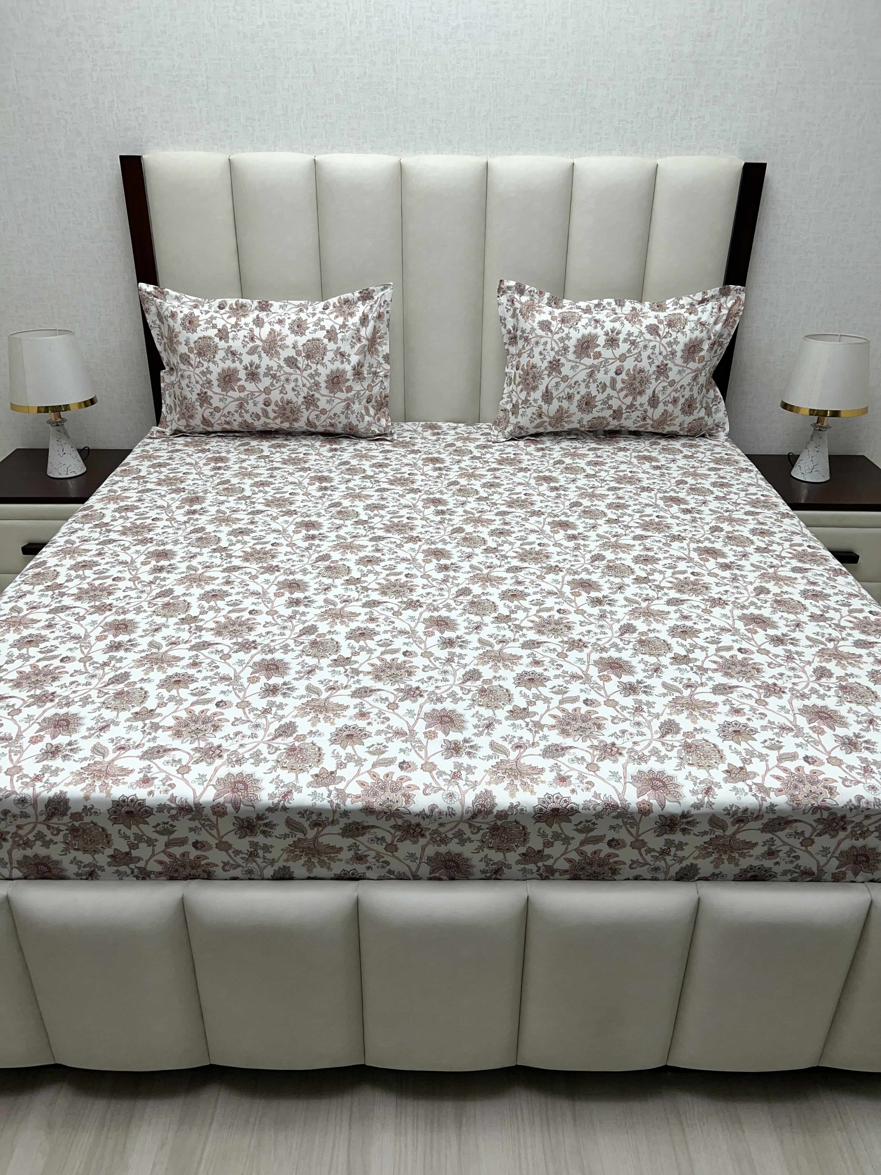 A-3815 - Pure Cotton 210 TC King Size Double Bedsheet (274X274) with Two Pillow Covers (50X76)