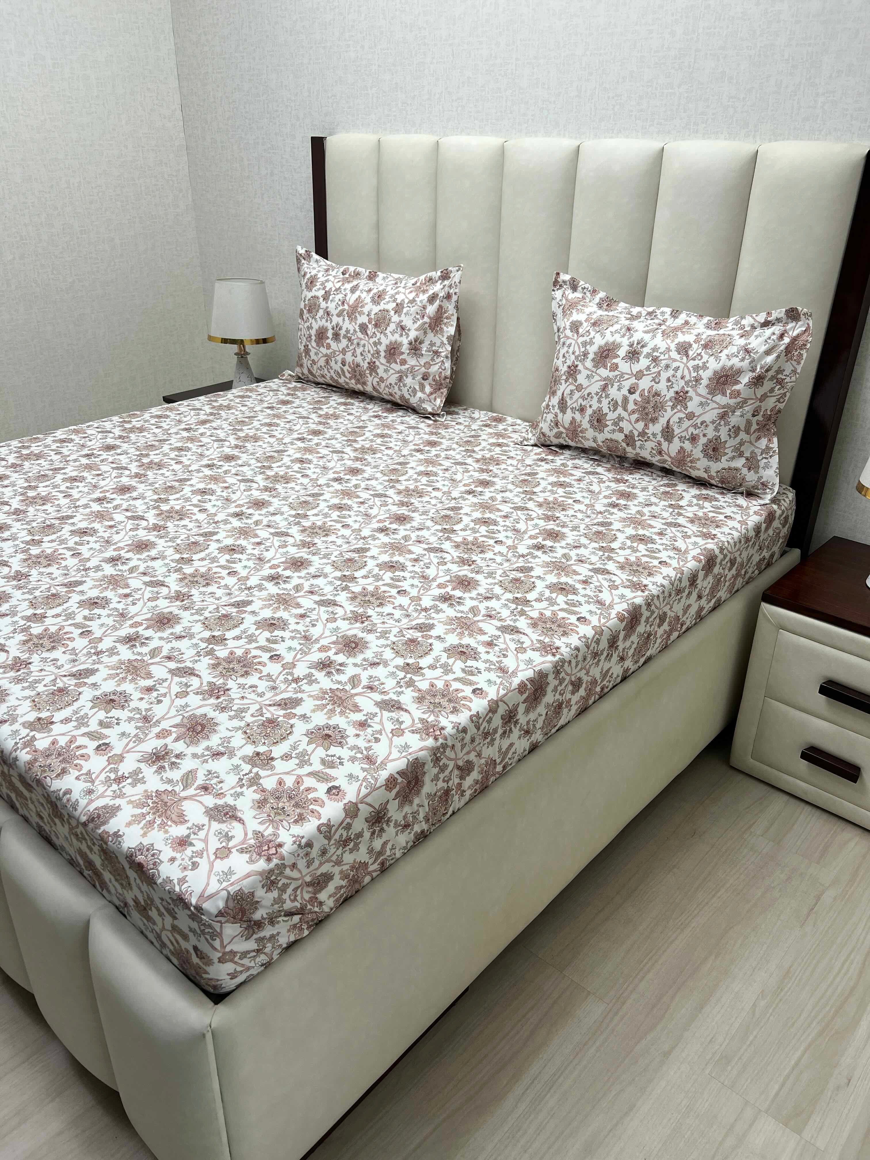 A-3815 - Pure Cotton 210 TC King Size Double Bedsheet (274X274) with Two Pillow Covers (50X76)