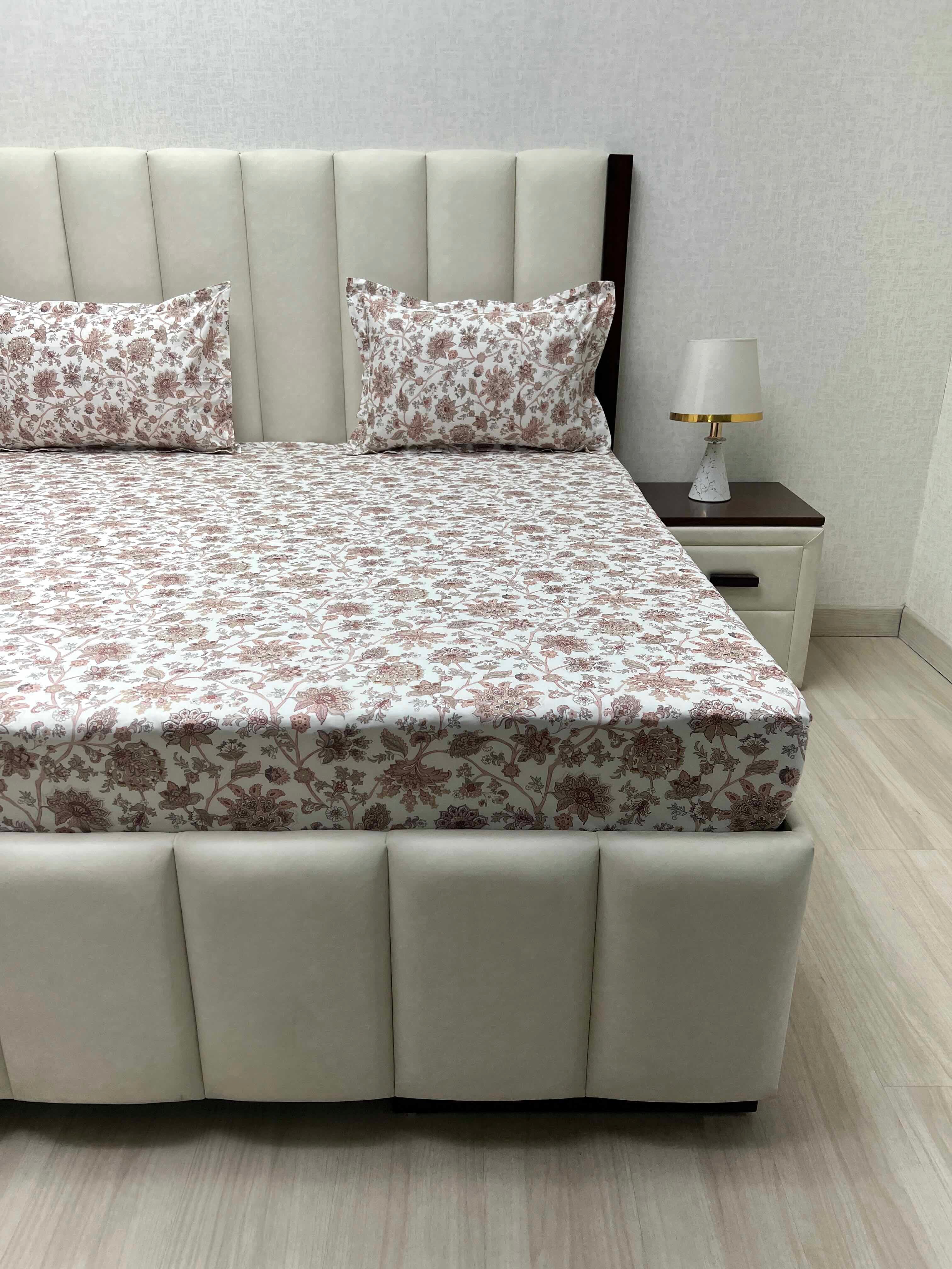 A-3815 - Pure Cotton 210 TC King Size Double Bedsheet (274X274) with Two Pillow Covers (50X76)
