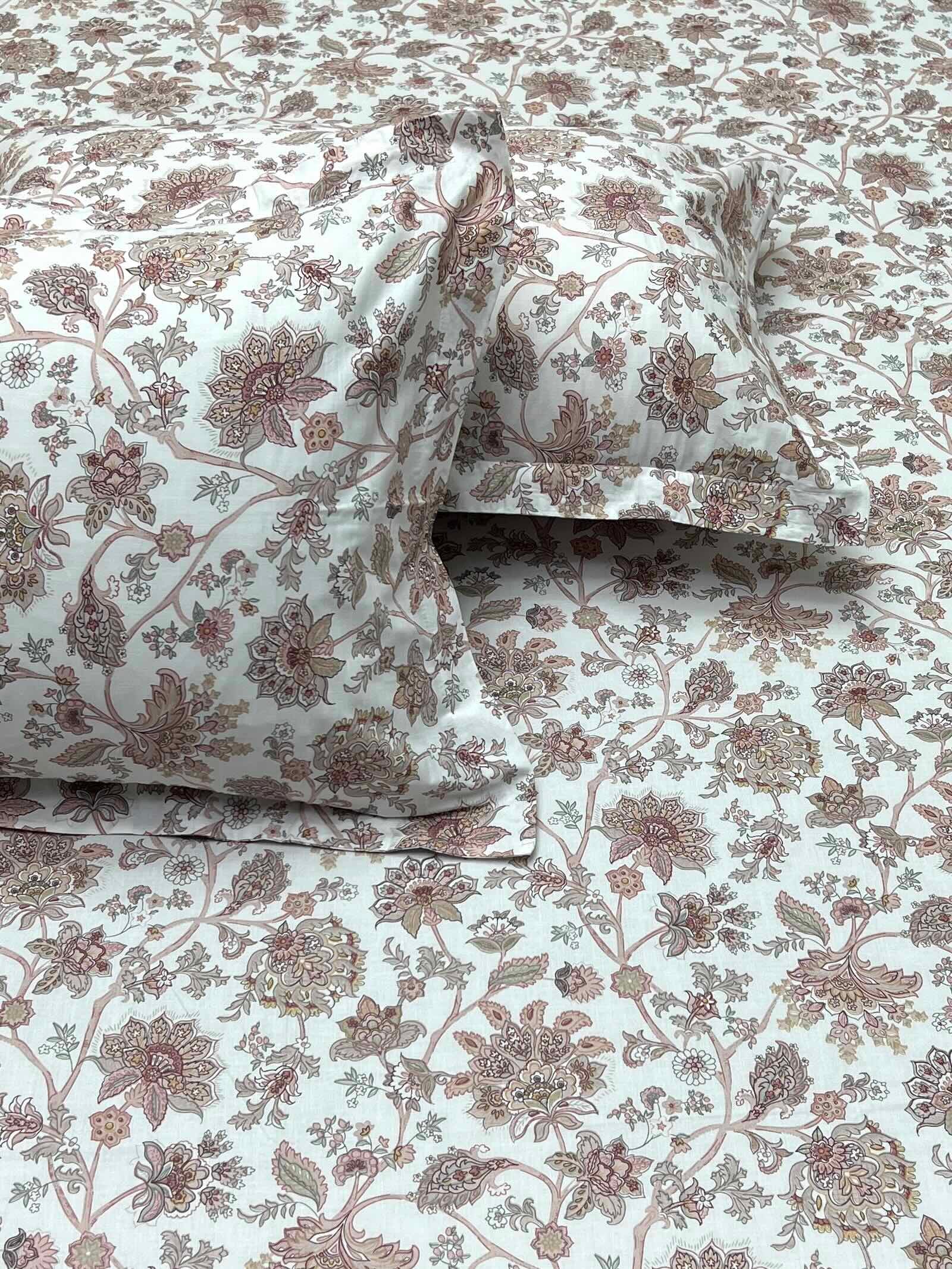 A-3815 - Pure Cotton 210 TC King Size Double Bedsheet (274X274) with Two Pillow Covers (50X76)