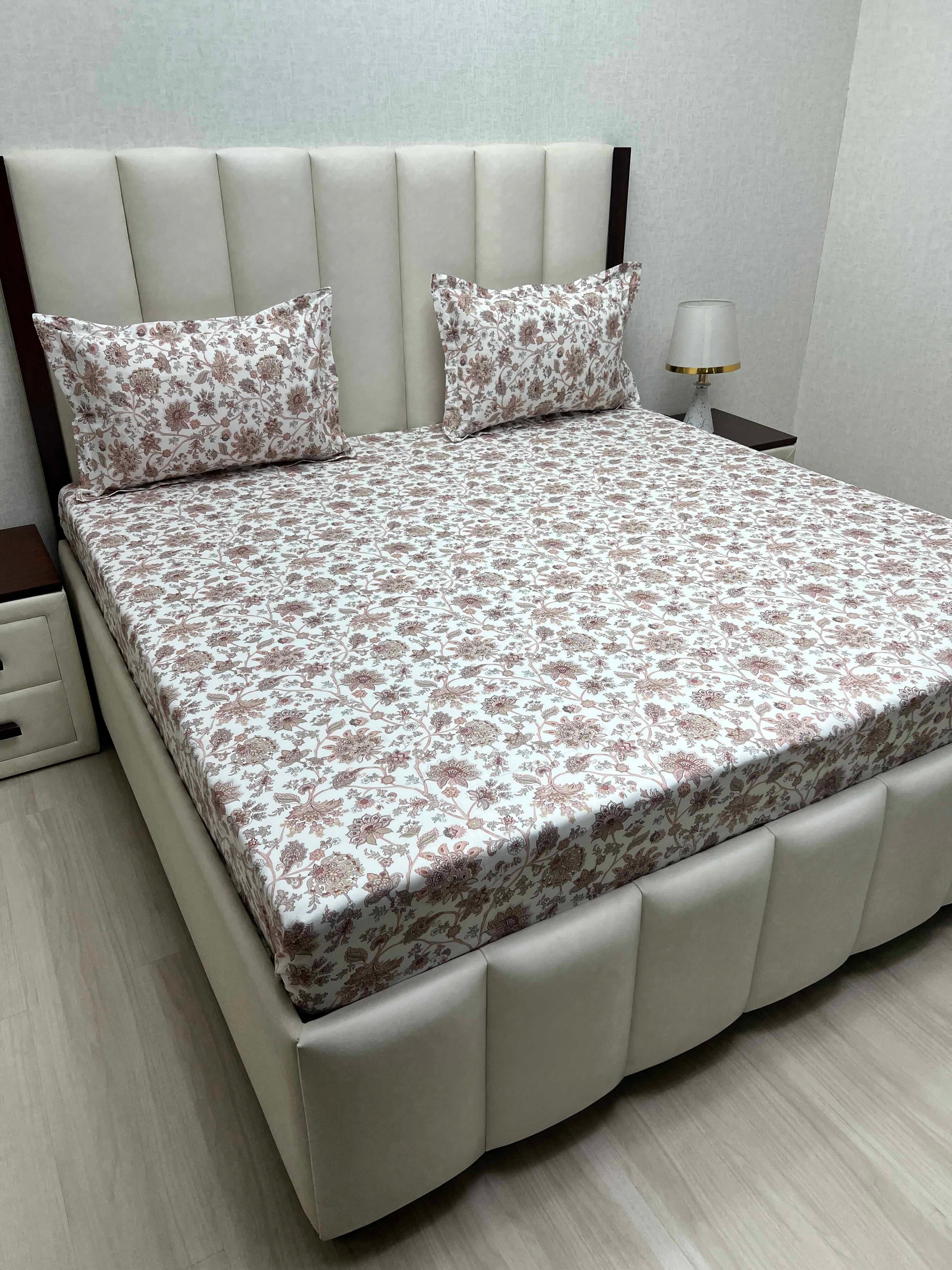 A-3815 - Pure Cotton 210 TC King Size Double Bedsheet (274X274) with Two Pillow Covers (50X76)
