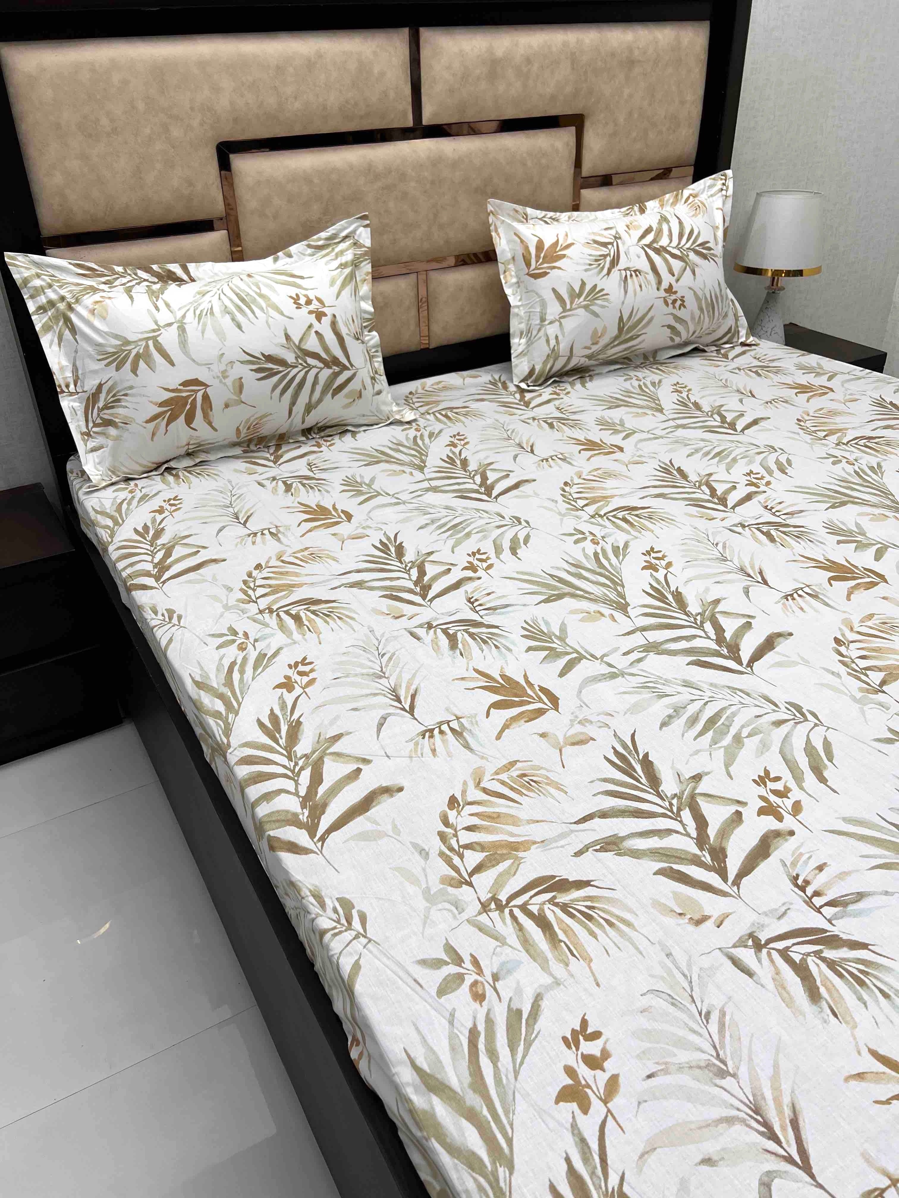 Villa Collection Pure Decor Pure Cotton 210 TC King Size Double Bedsheet (274X274) with Two Pillow Covers (50X76)