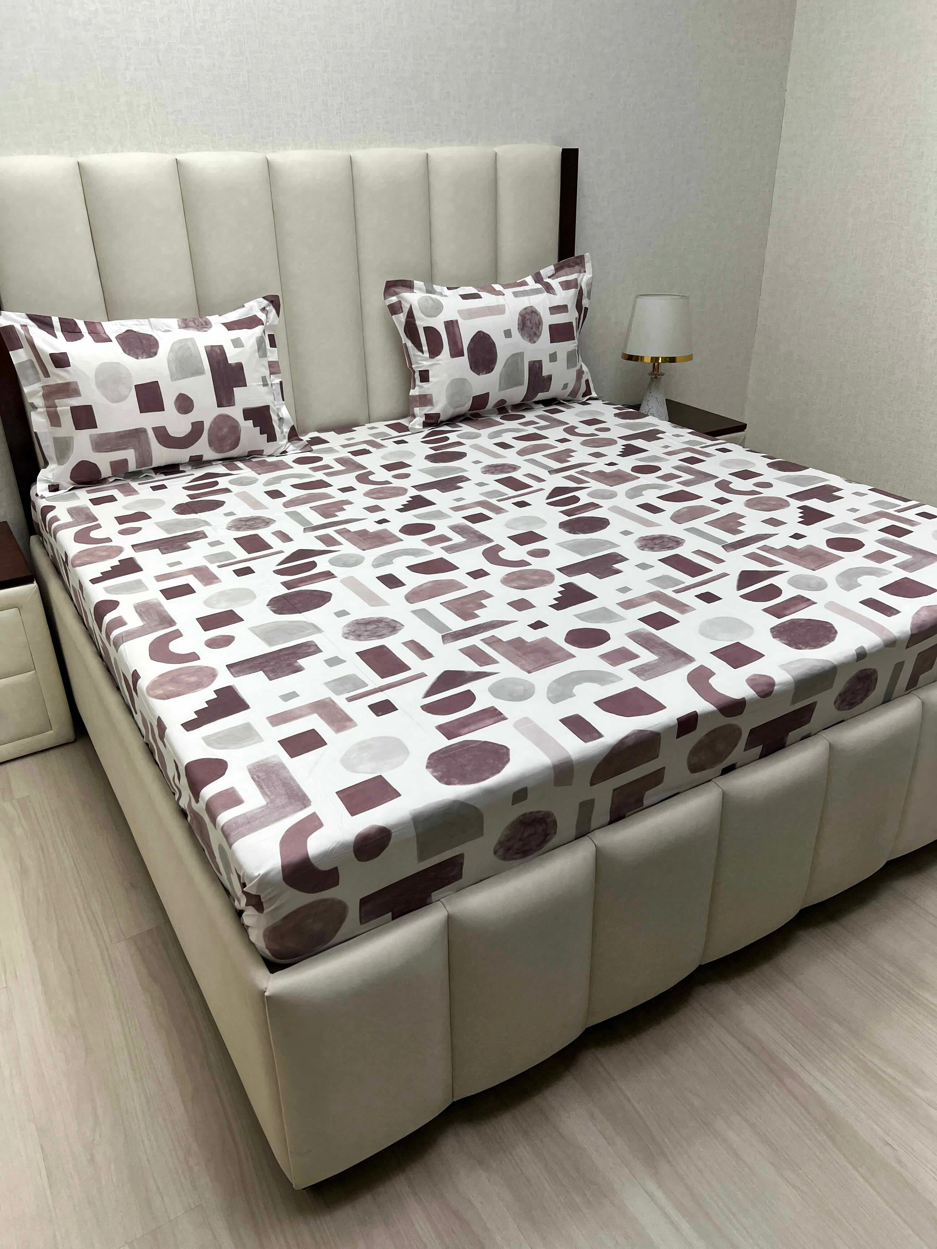 A-3855 - Pure Cotton 210 TC King Size Double Bedsheet (274X274) with Two Pillow Covers (50X76)