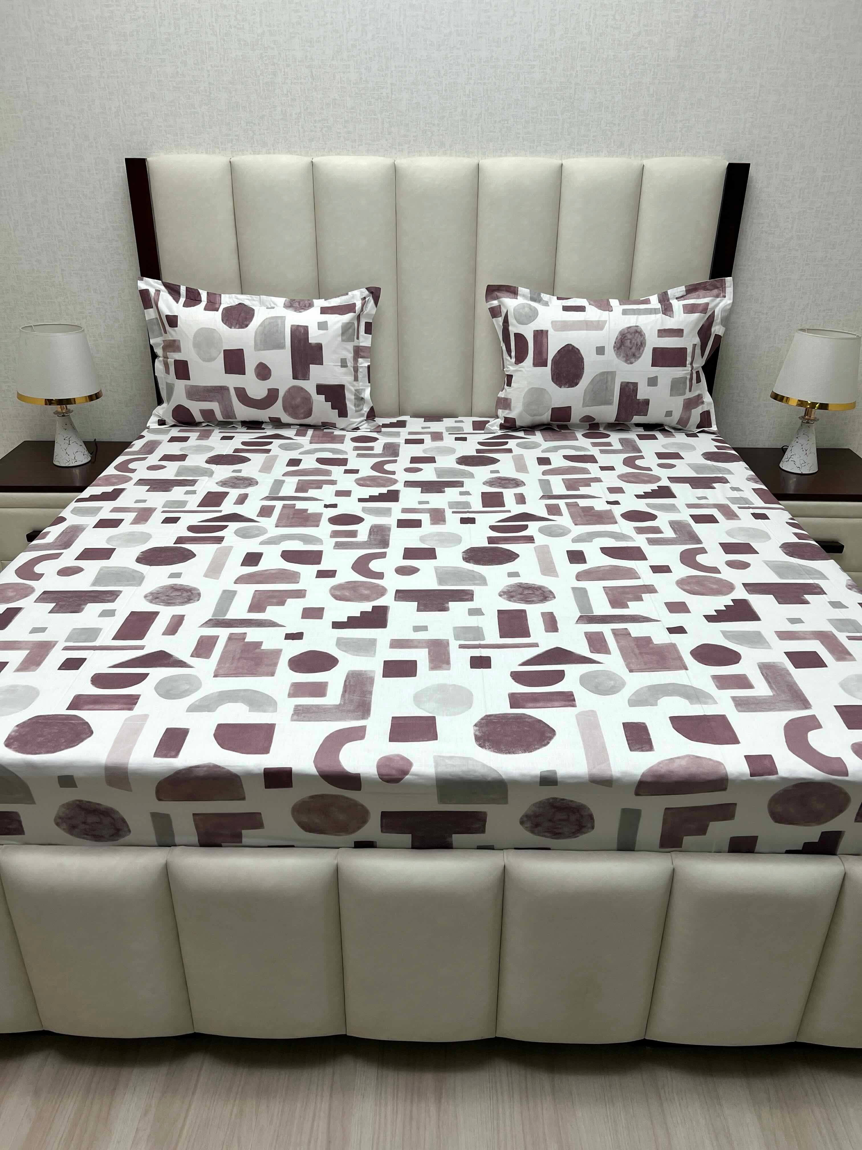 A-3855 - Pure Cotton 210 TC King Size Double Bedsheet (274X274) with Two Pillow Covers (50X76)