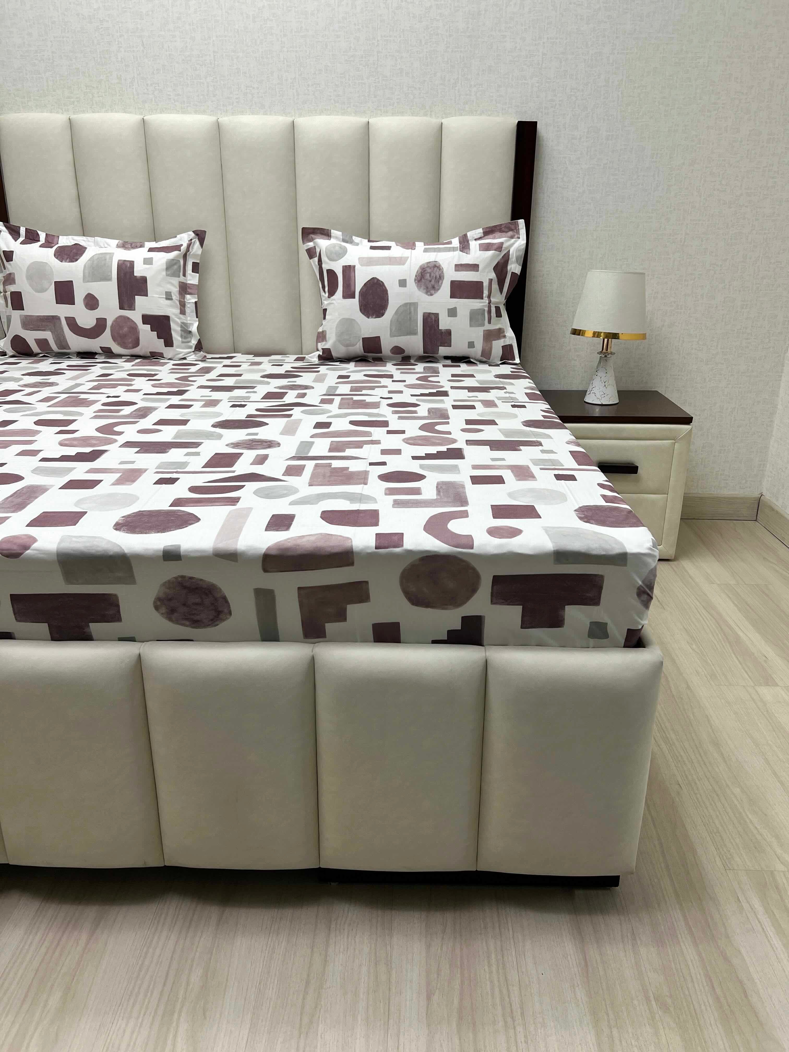 A-3855 - Pure Cotton 210 TC King Size Double Bedsheet (274X274) with Two Pillow Covers (50X76)