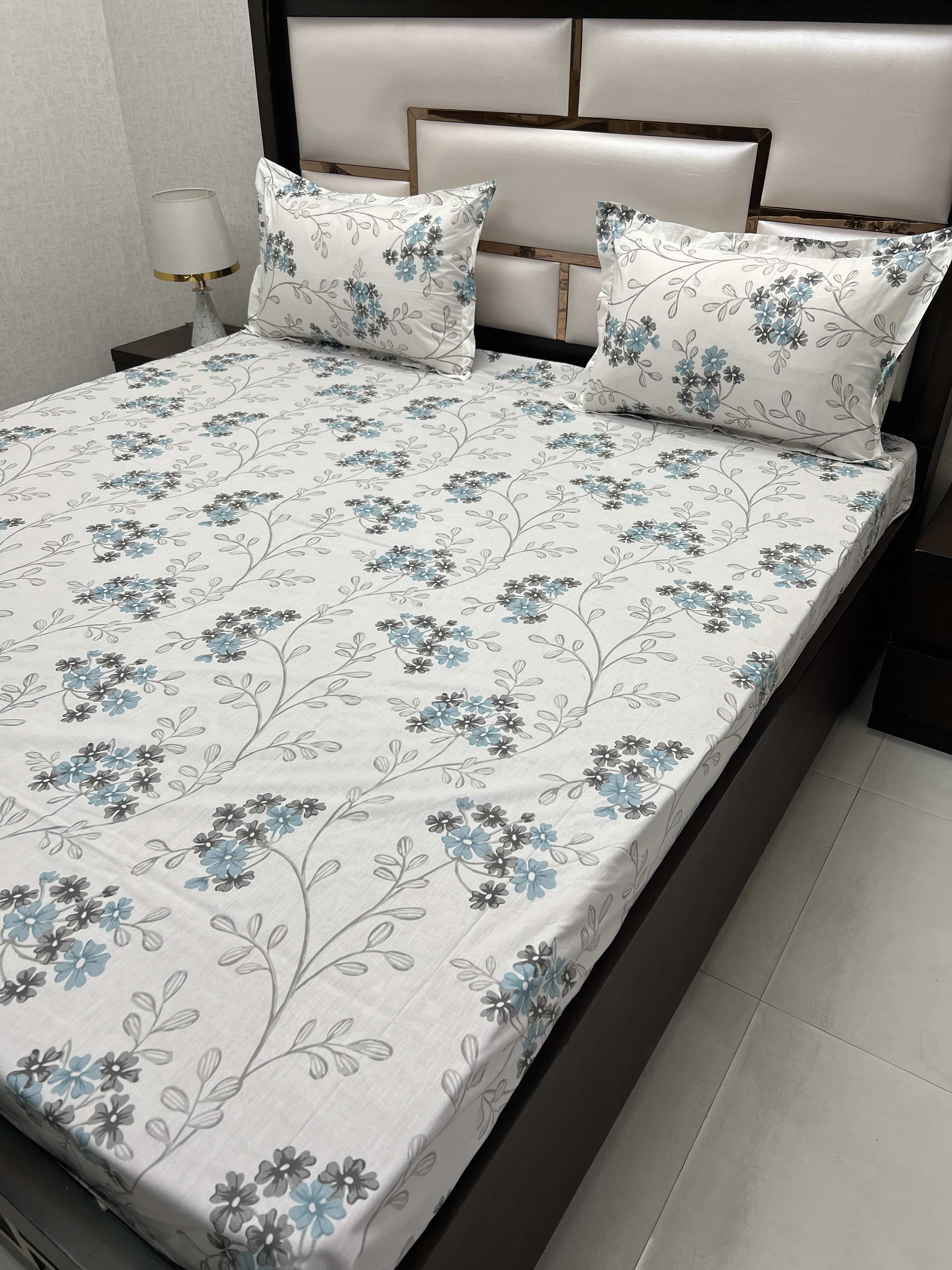 A-3865 - Pure Cotton 210 TC King Size Double Bedsheet (274X274) with Two Pillow Covers (50X76)