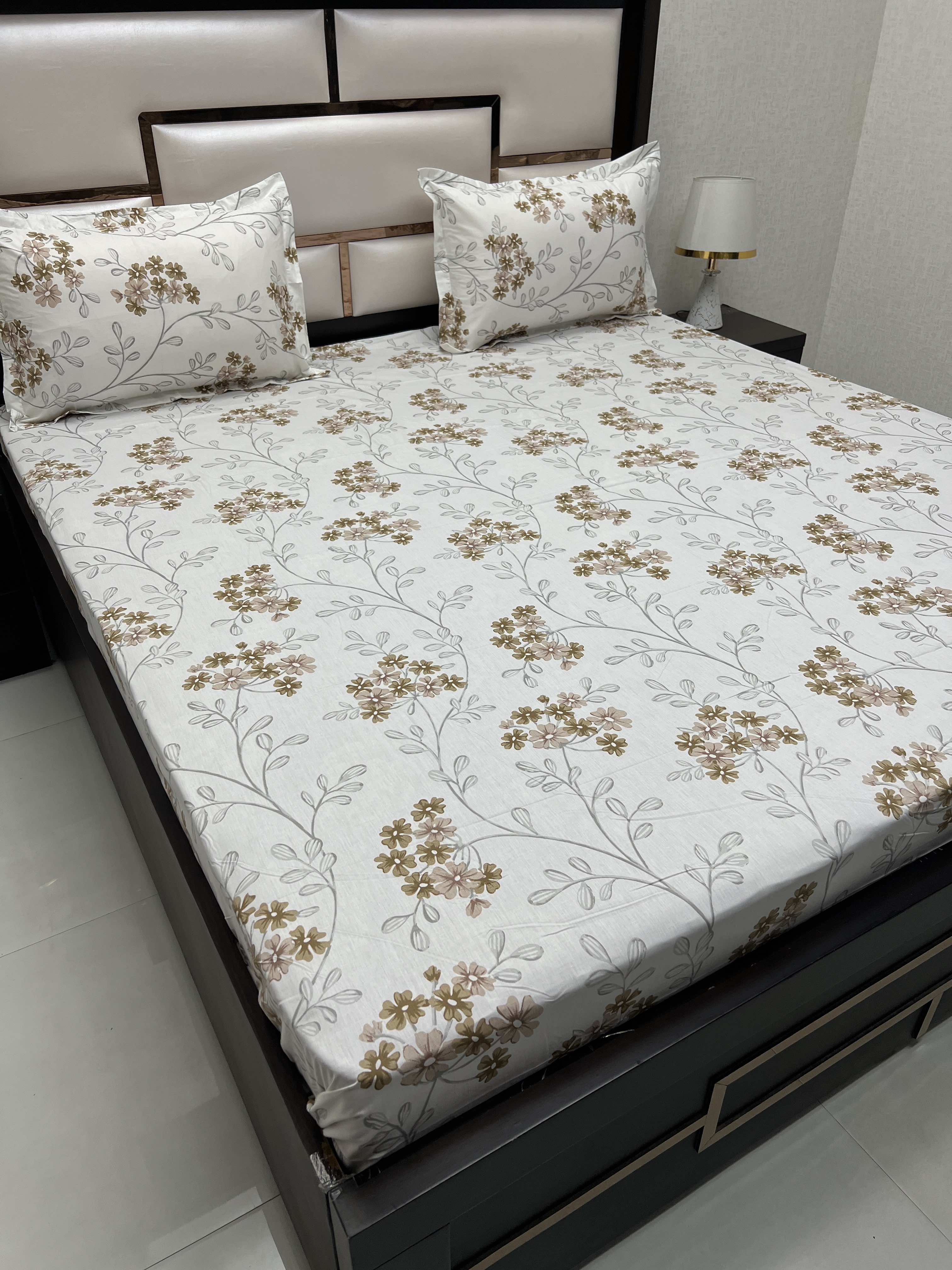 A-3867 - Pure Cotton 210 TC King Size Double Bedsheet (274X274) with Two Pillow Covers (50X76)